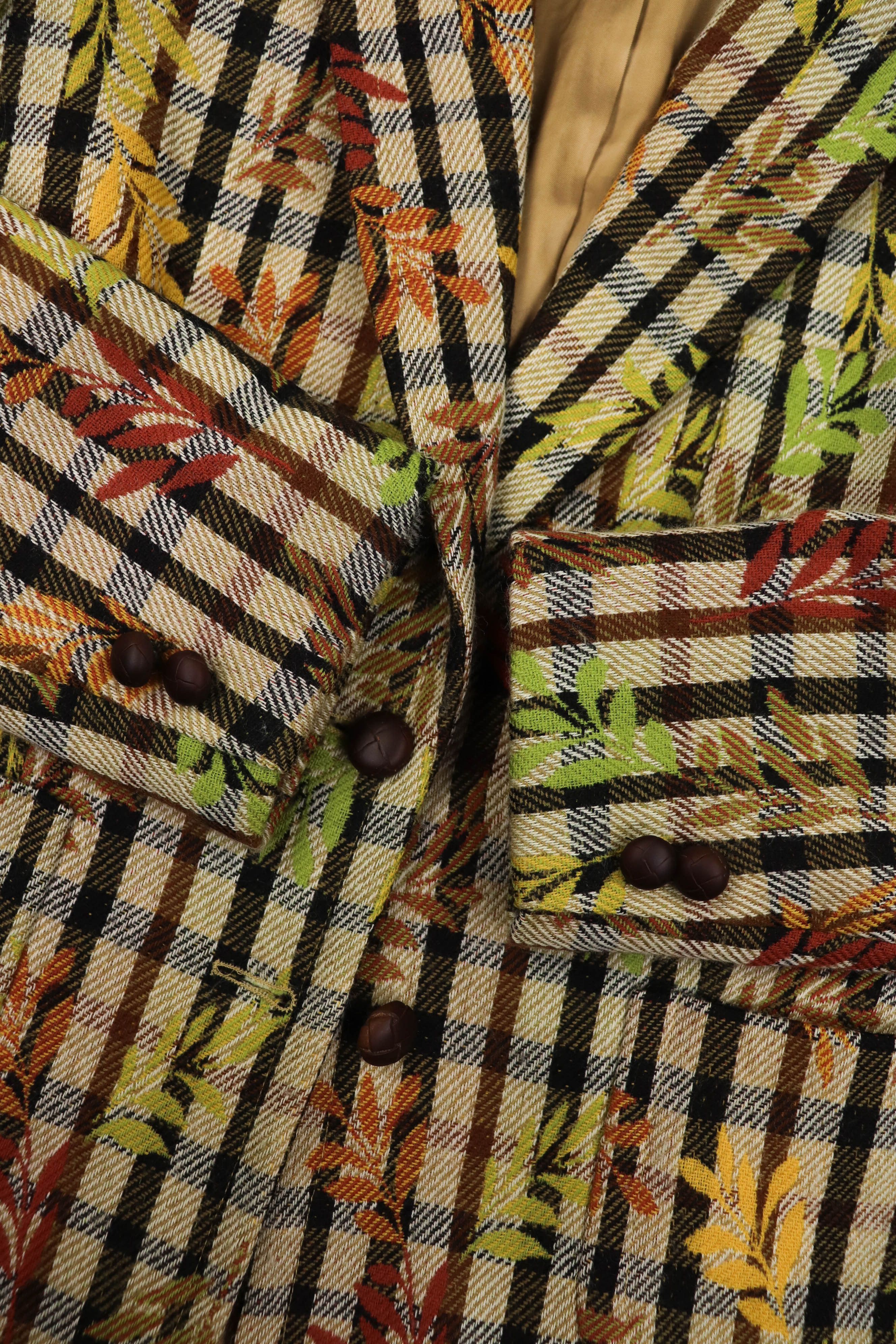 DAKS DAKS London Floral Multicolor Checked Wool Sport Coat Blazer Size L / US 10 / IT 46 - 5 Thumbnail
