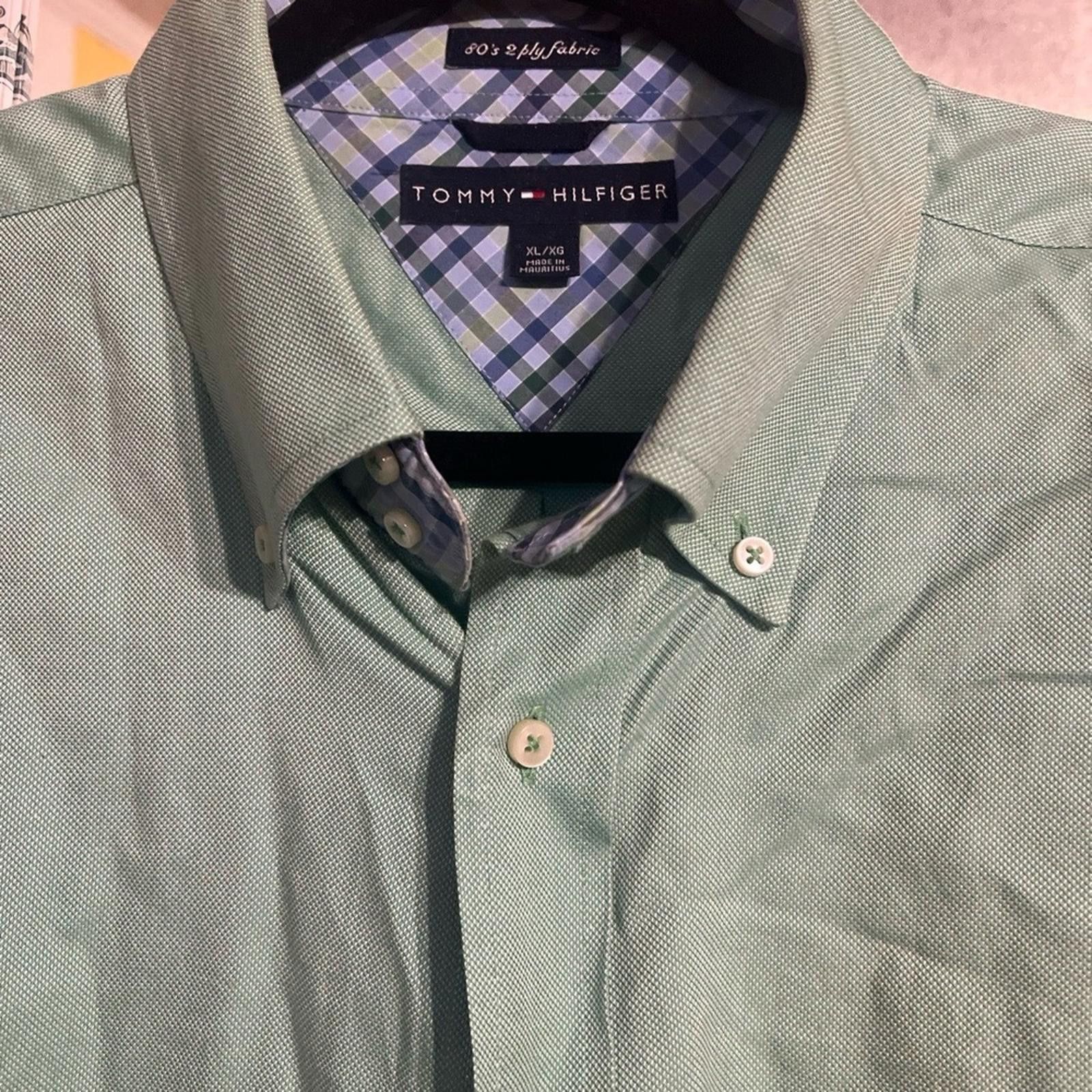Tommy Hilfiger TOMMY HILFIGER Long Sleeve Shirt XL Green Pocket Cotton Size US XL / EU 56 / 4 - 9 Thumbnail