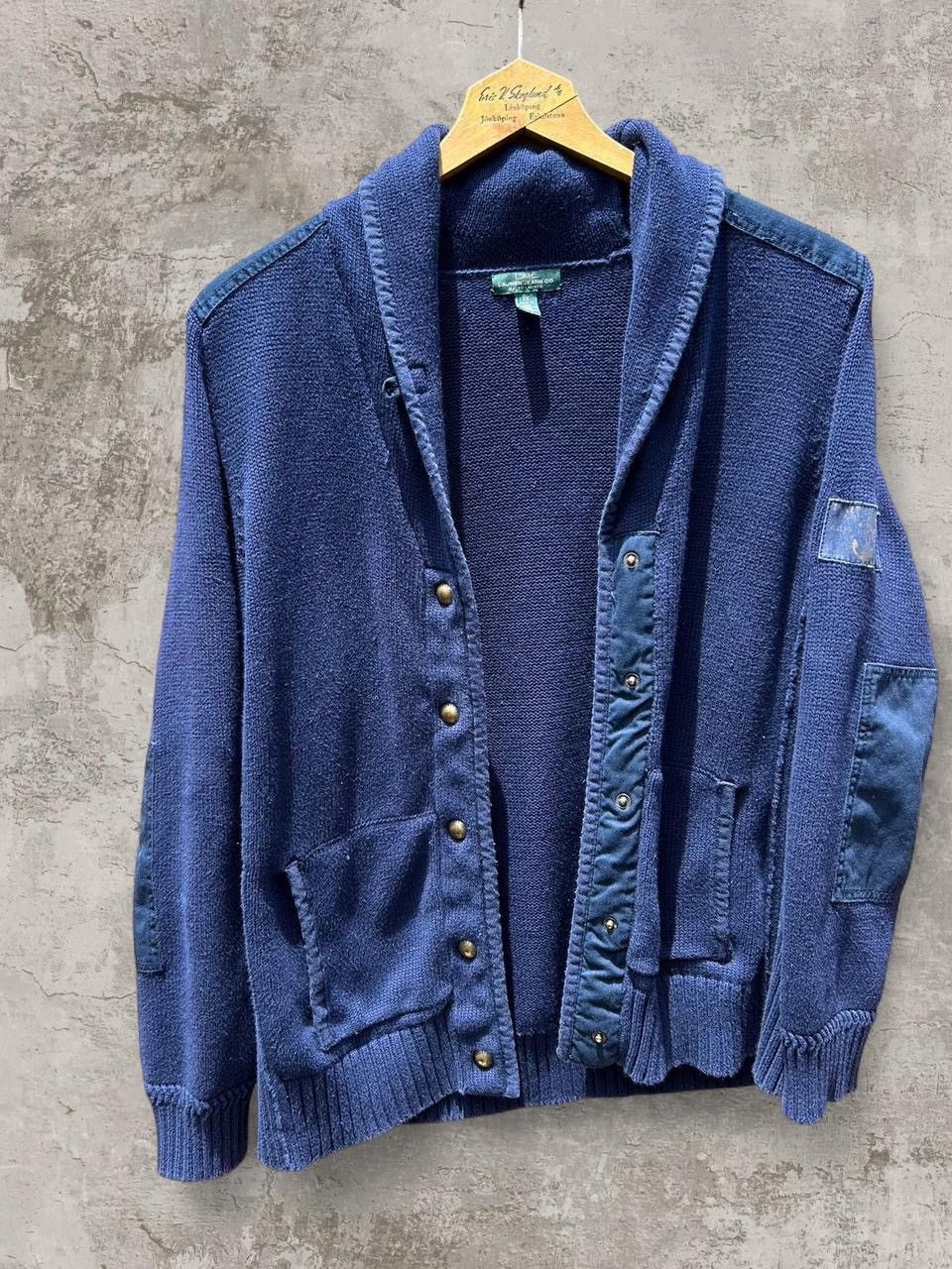 Vintage Ralph Lauren Cotton Navy Sailor Shawl Cardigan 2XL