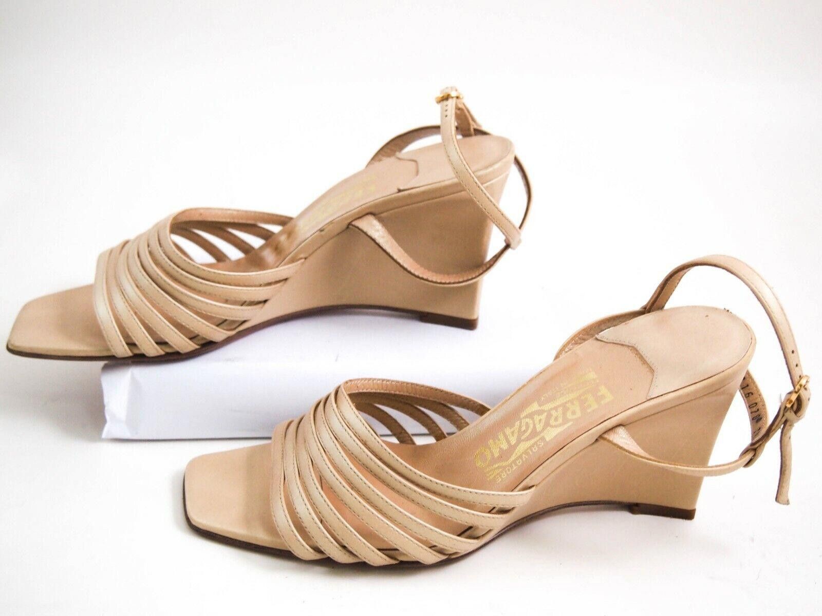 Salvatore Ferragamo Ferragamo Strappy Wedge Sandals Nude Metallic US 7.5 D EU 38 Size US 7.5 / IT 37.5 - 6 Thumbnail