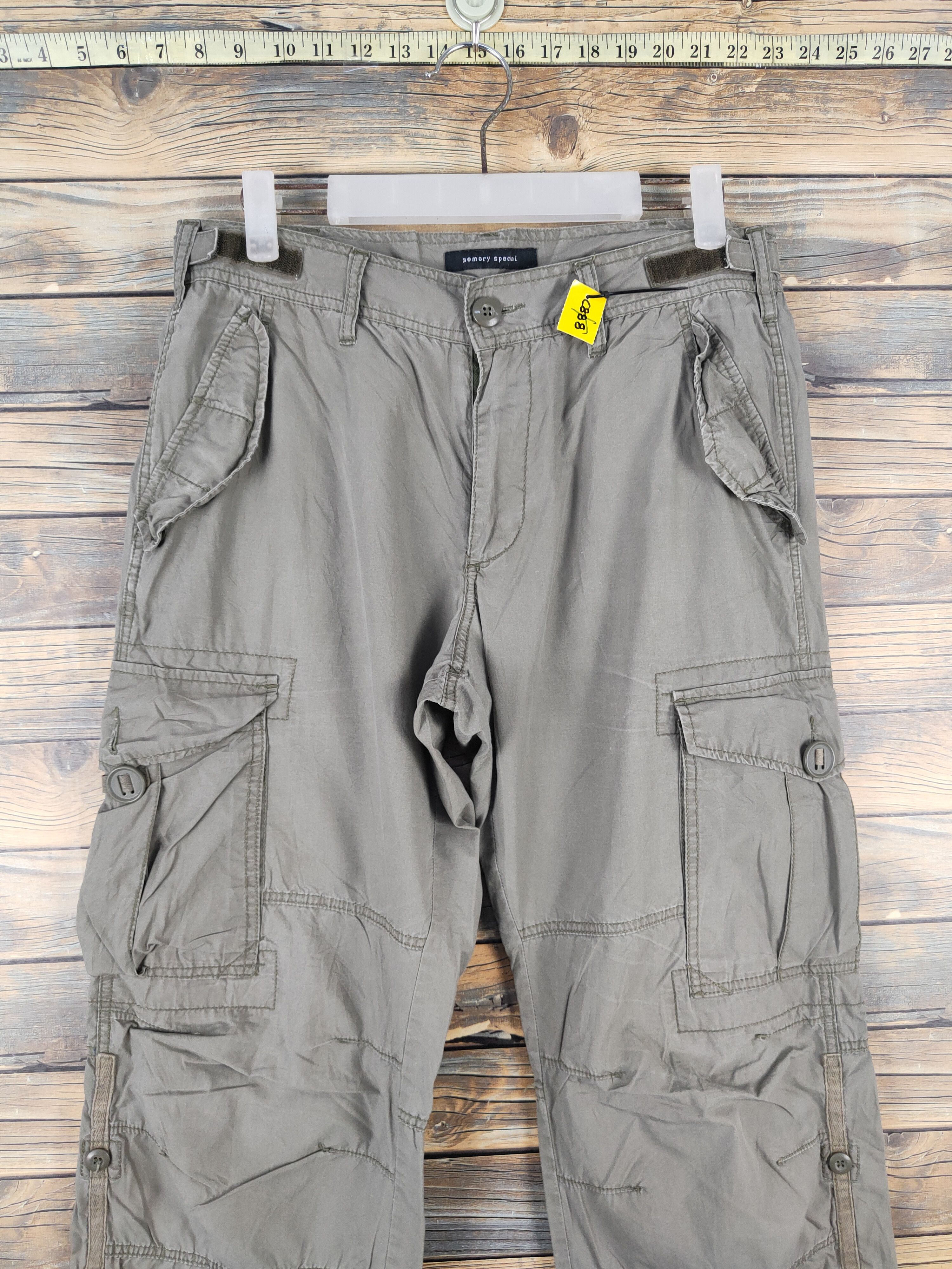 Japanese Brand Memory Special Olive Multipocket Tactical Cargo Pants #W2093 Size US 31 - 2 Thumbnail