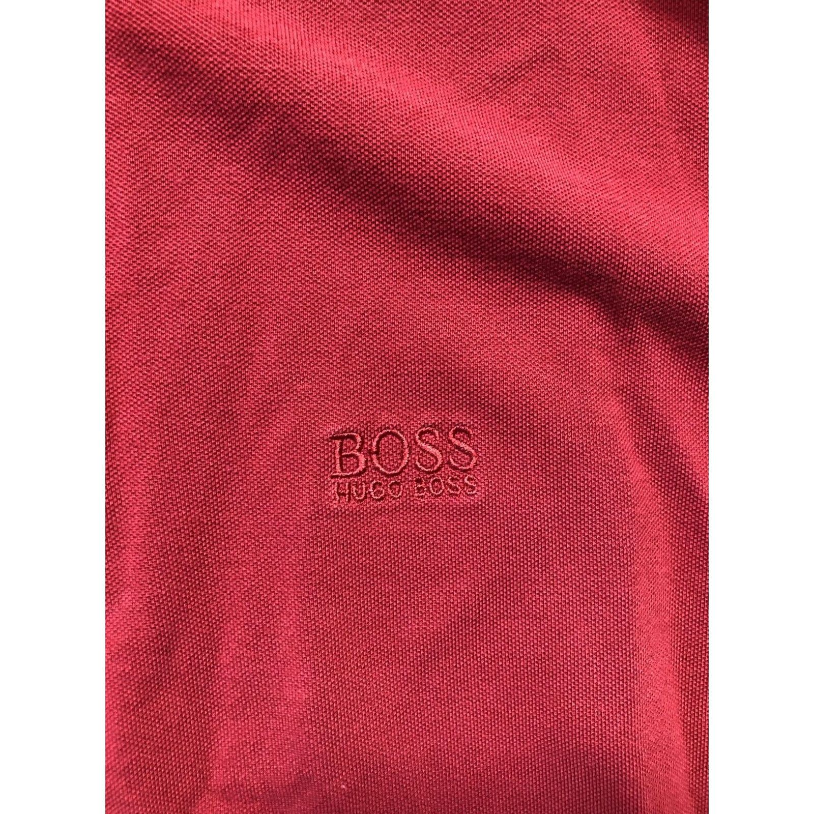Hugo Boss HUGO BOSS Polo Shirt Mens Large Red Pima Cotton Short Sleeve Embroidered Peru Size US L / EU 52-54 / 3 - 6 Thumbnail
