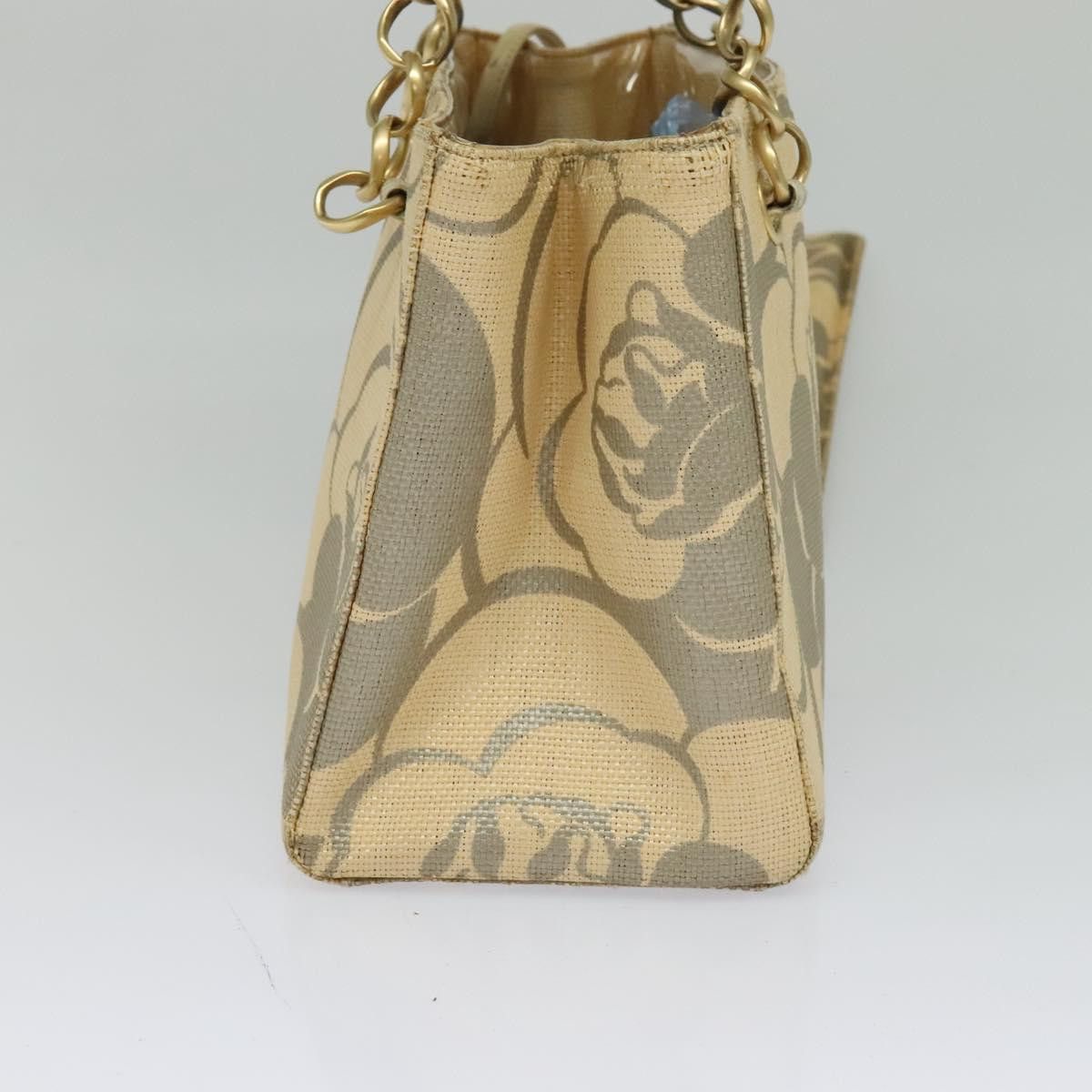 Chanel CHANEL Camelia Chain Tote Bag Straw Beige CC Size ONE SIZE - 4 Thumbnail