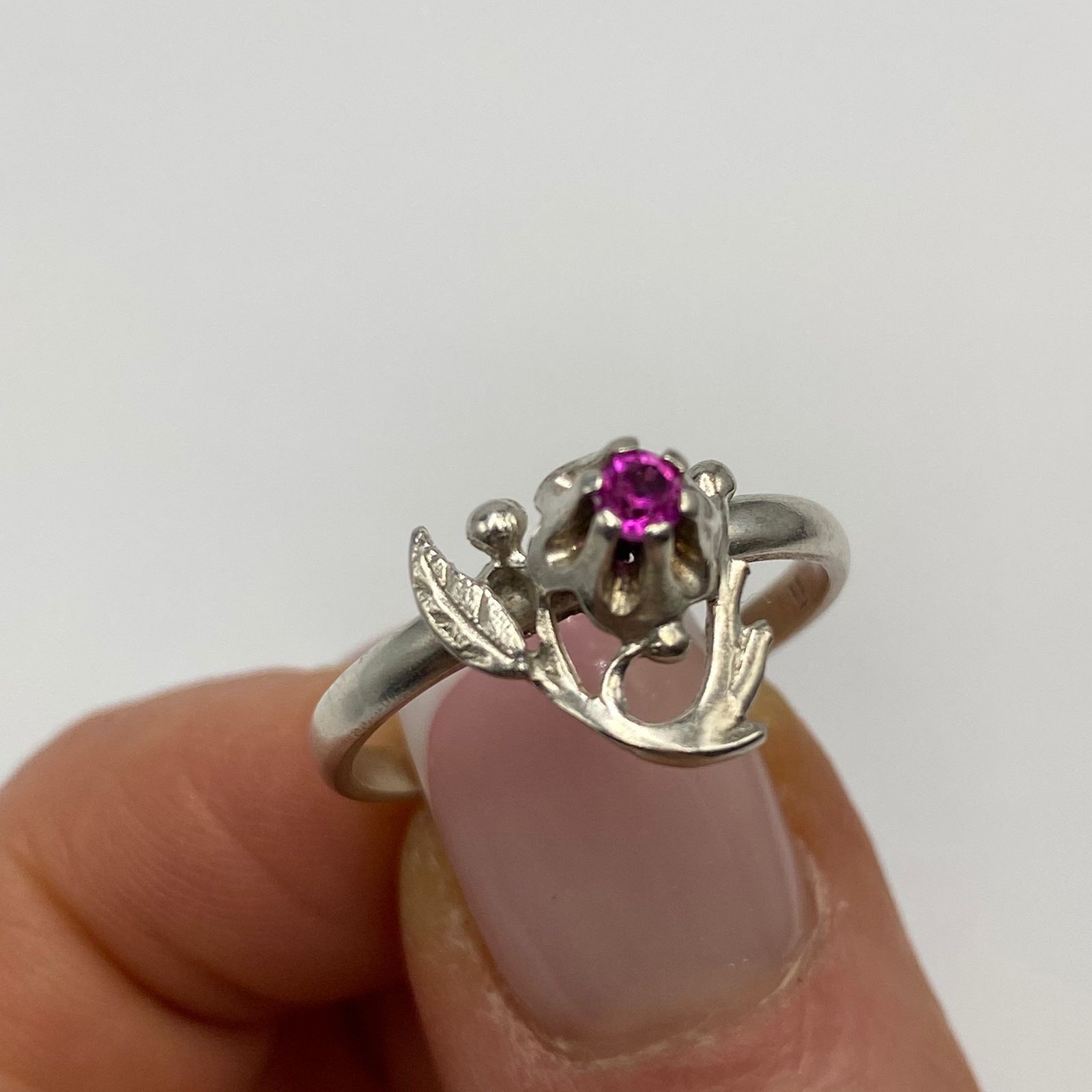 Sterling Silver Vintage Soviet 925 Sterling Silver Ruby Ring Size 8.5 Size ONE SIZE - 3 Thumbnail