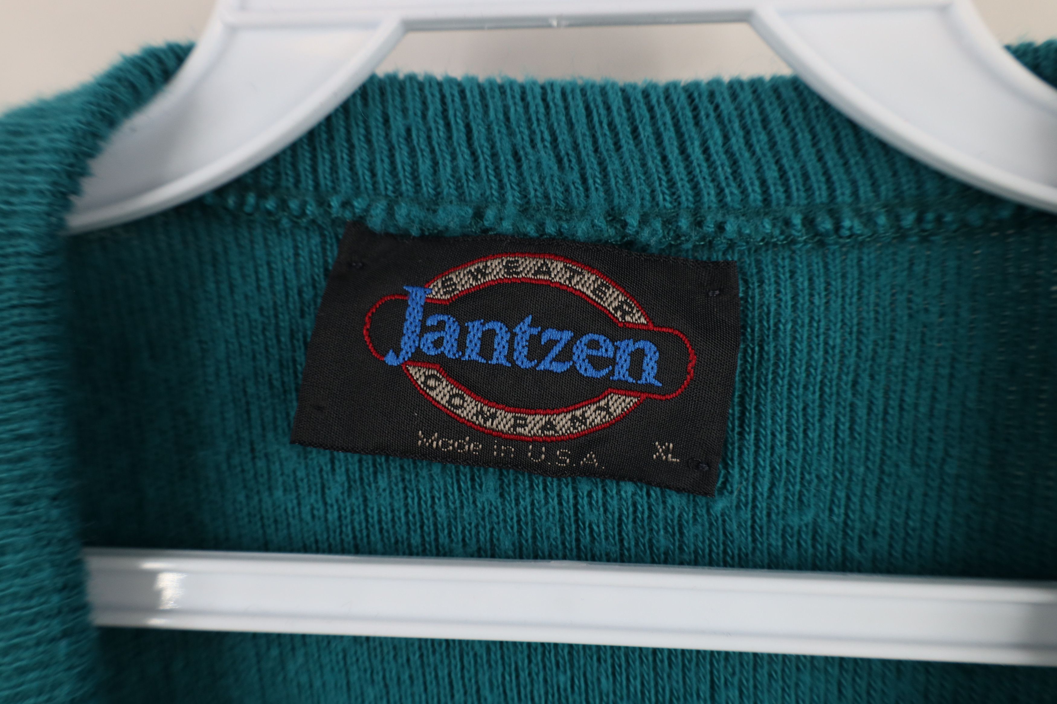 Vintage Vintage 70s Streetwear Knit V-Neck Sweater Teal Acrylic USA Size US XL / EU 56 / 4 - 6 Thumbnail