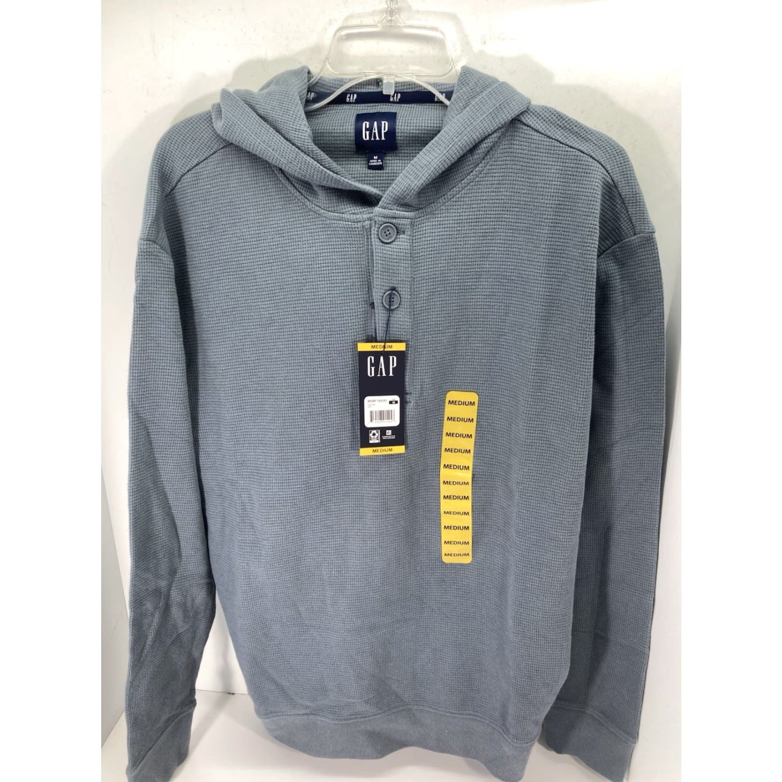 Gap VINTAGE Gap Waffle Henley Hoodie Shirt Men Medium Gray Long Sleeve Pullover Casual NWT Size US M / EU 48-50 / 2 - 2 Thumbnail