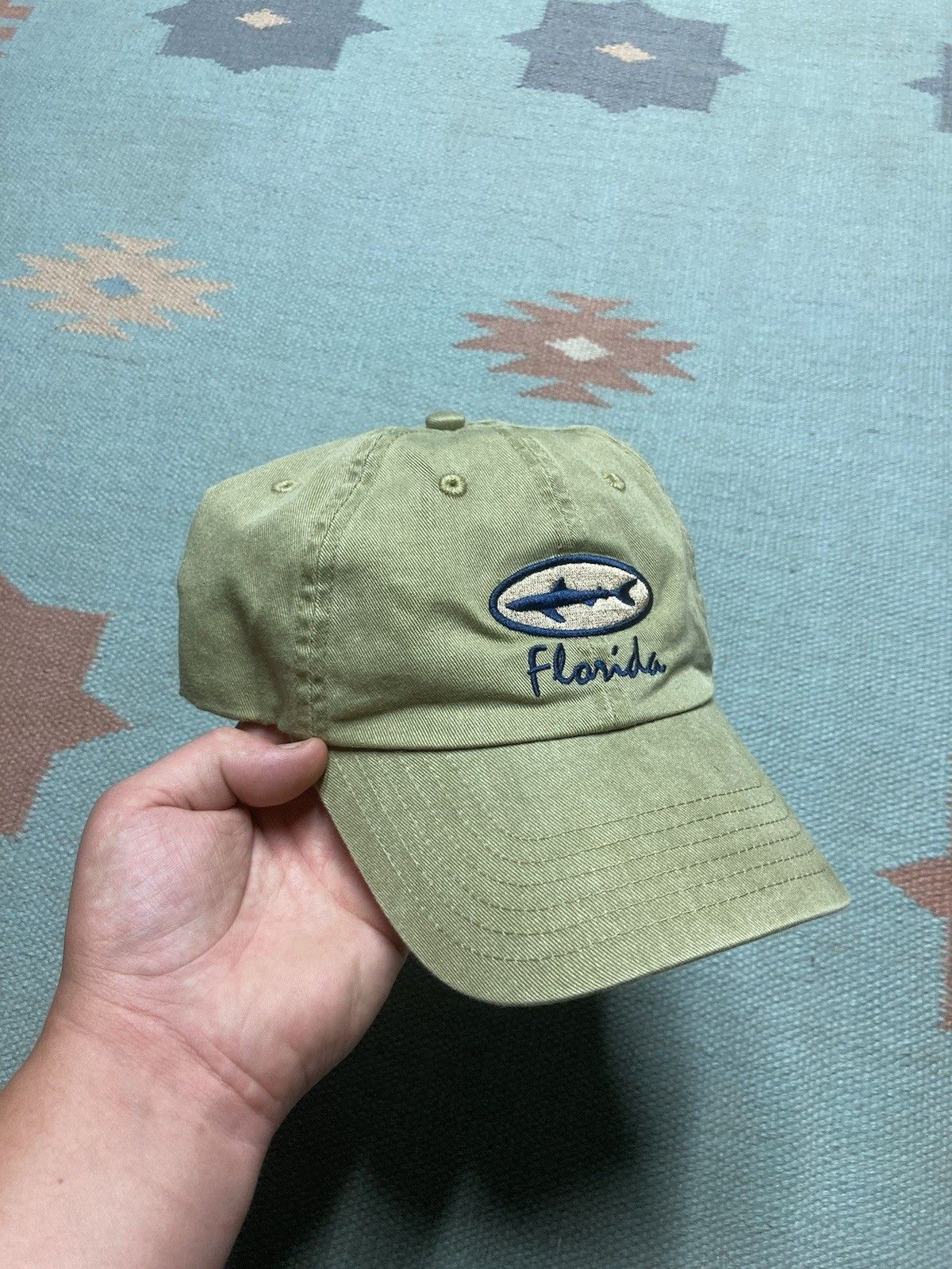 Vintage Vtg strapback hat dad florida shark fish embroidered beach Size ONE SIZE - 1 Thumbnail