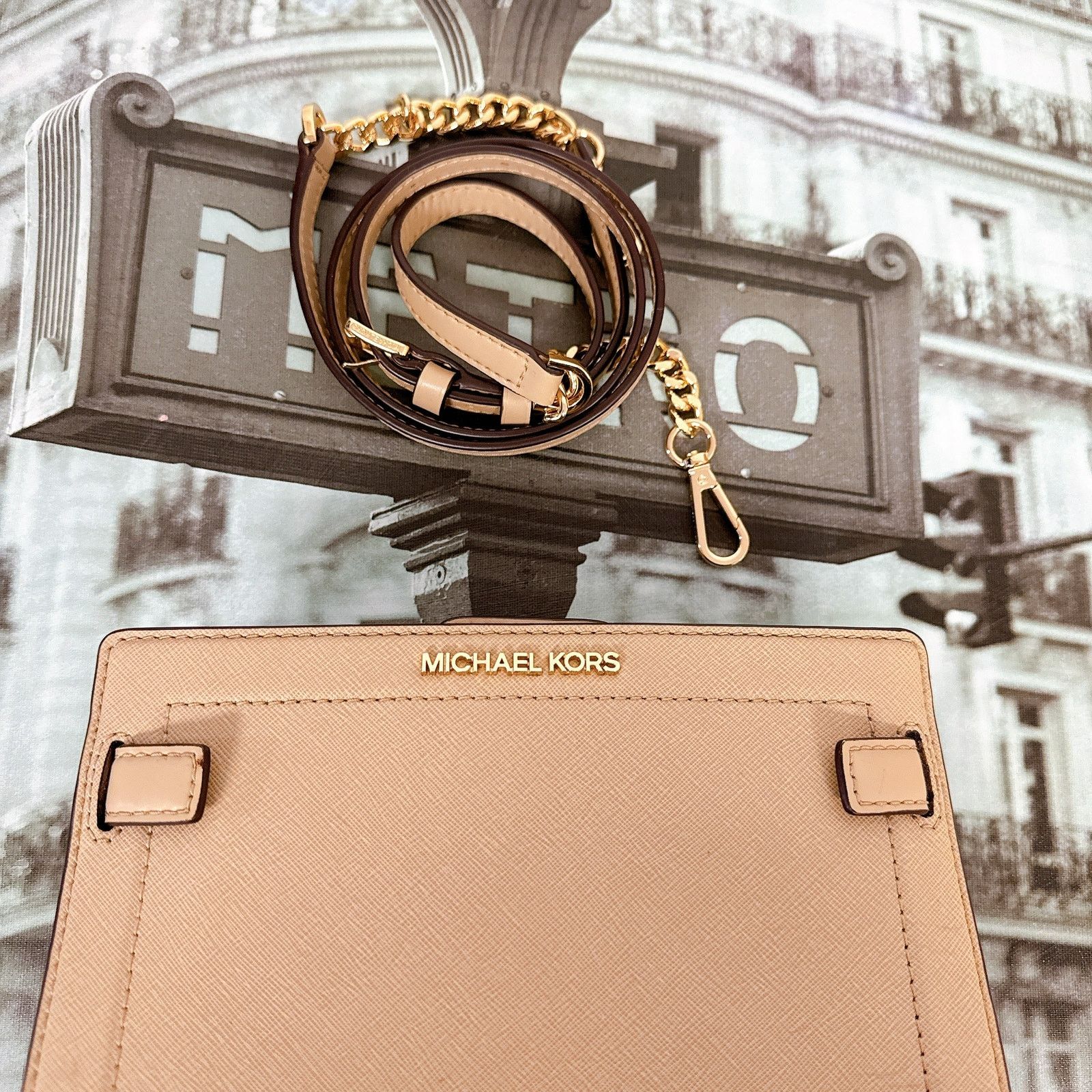 Michael Kors Michael Kors 35S0GU9C1L Rayne Small Leather Classic Bisque Size ONE SIZE - 6 Thumbnail