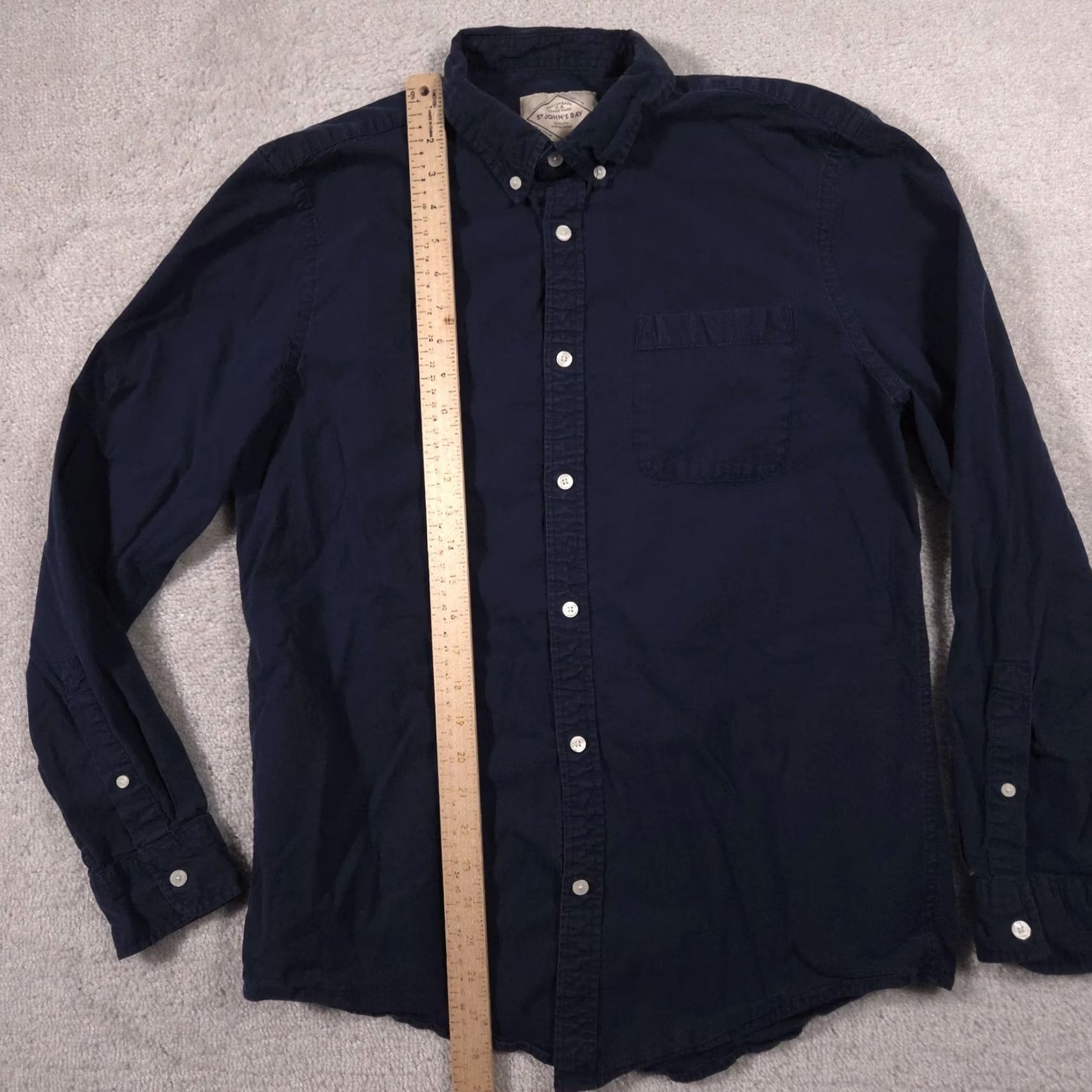 Vintage St. John's Bay Shirt Mens L Blue Solid Stretch Button Front Long Sleeve Casual Size US L / EU 52-54 / 3 - 6 Thumbnail
