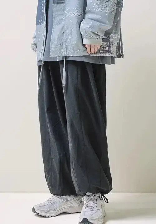 21SS Indigo Union Japan Black Minimal Casual Lantern Pants
