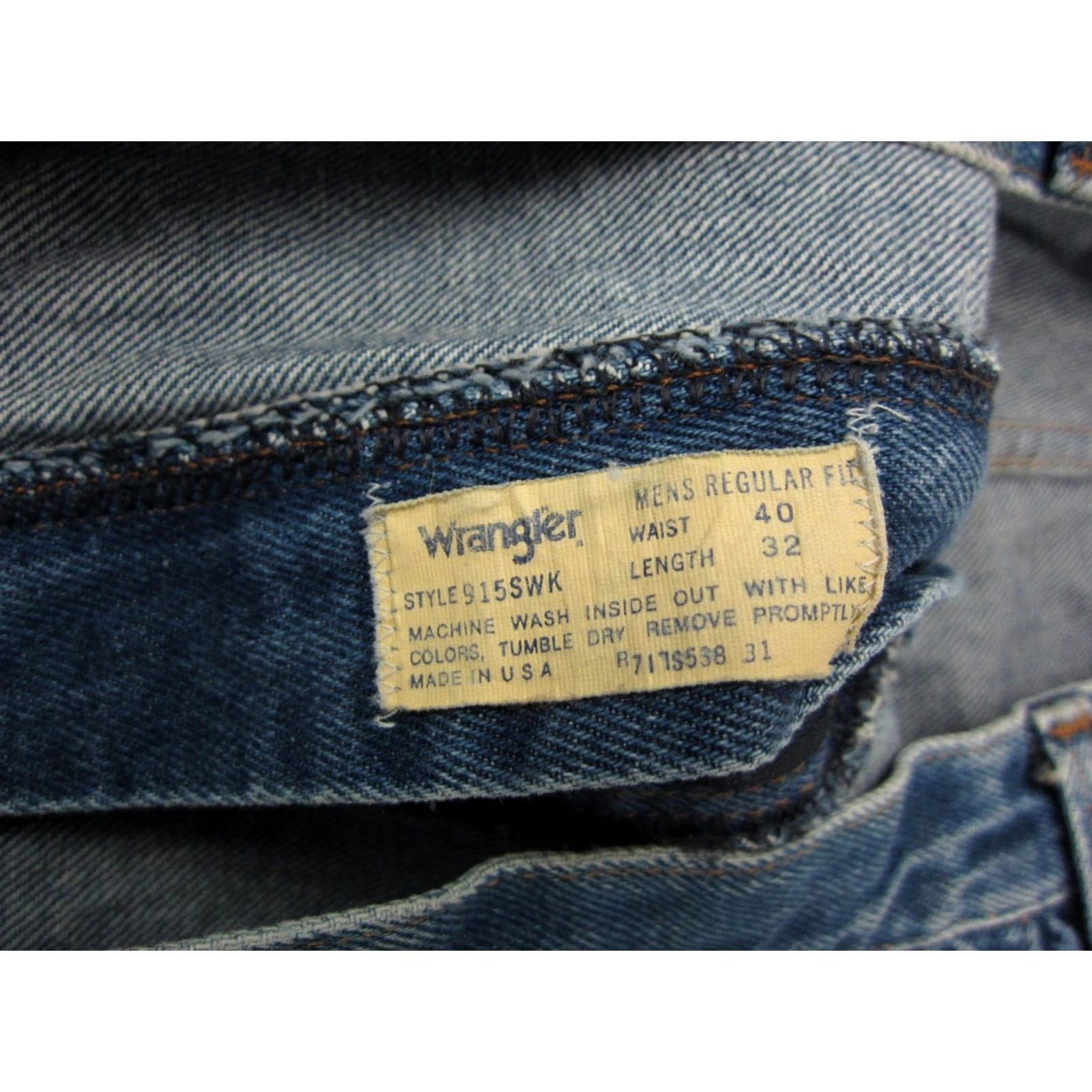 Wrangler VINTAGE Wrangler Jeans Mens Cowboy Cut 915SWK Blue Adult W 40 L 32 90s USA Size US 40 / EU 56 - 5 Thumbnail