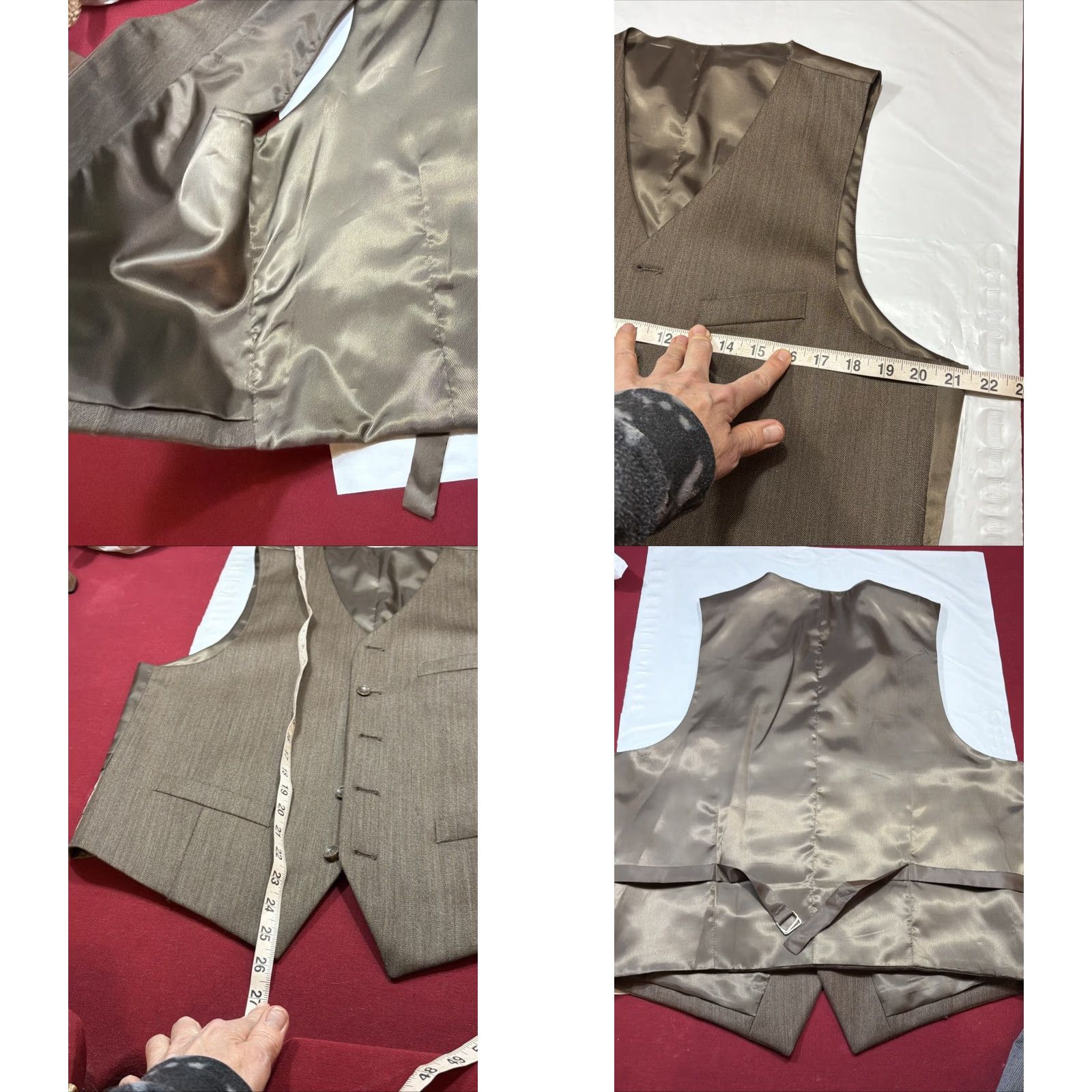Vintage VINTAGE Loriano Vest Brown Wool Herringbone Button VEST Men’s 40R Brown Wool Formal Vest Stripe Pattern Back Strap 3 Pockets Satin Lining Mens Size US XXS / EU 40 - 9 Thumbnail