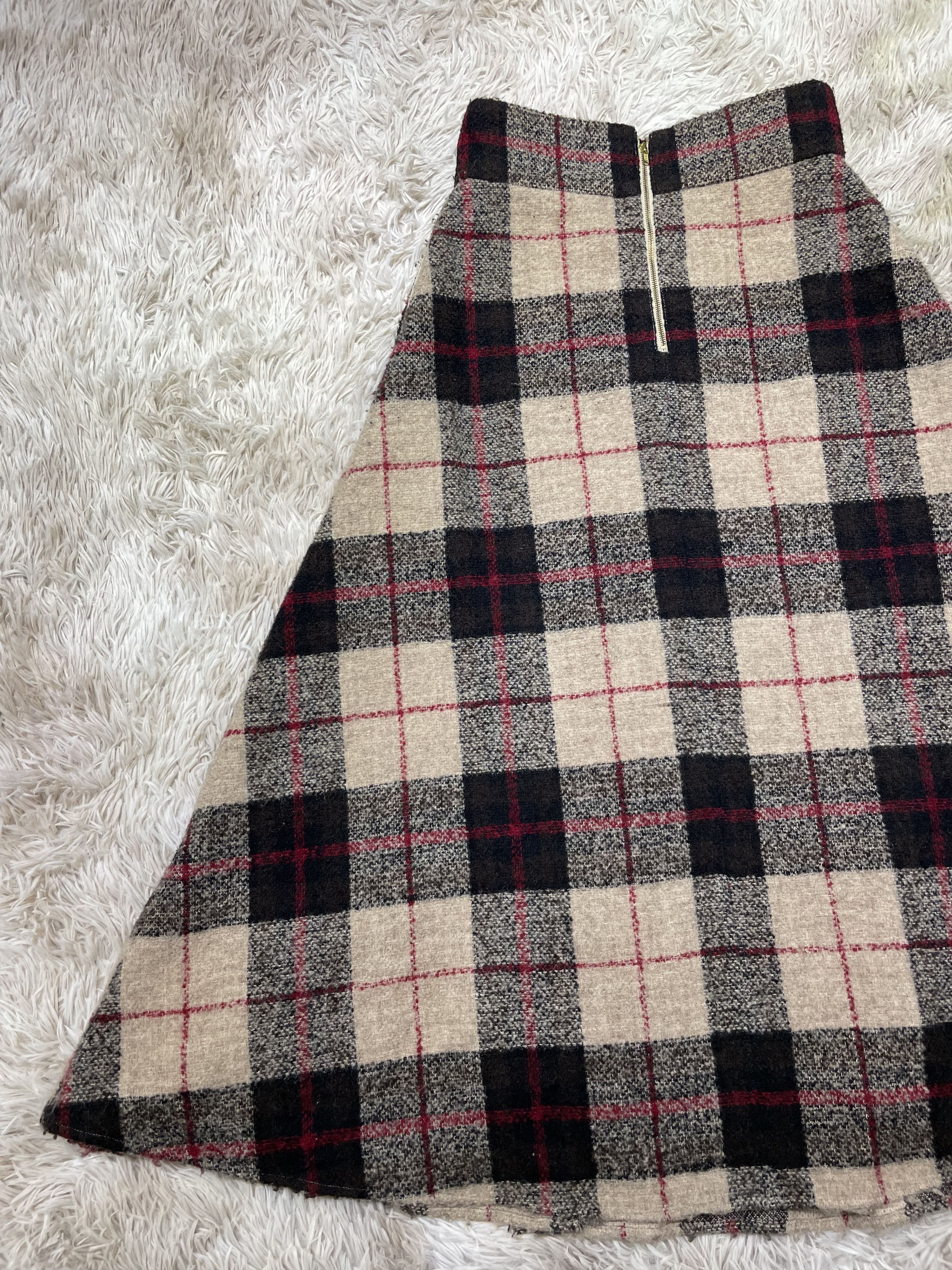 Japanese Brand Mila Owen Wool Blend Check Tartan Skirt High Waist 27 Size 26" / US 2 / IT 38 - 7 Thumbnail