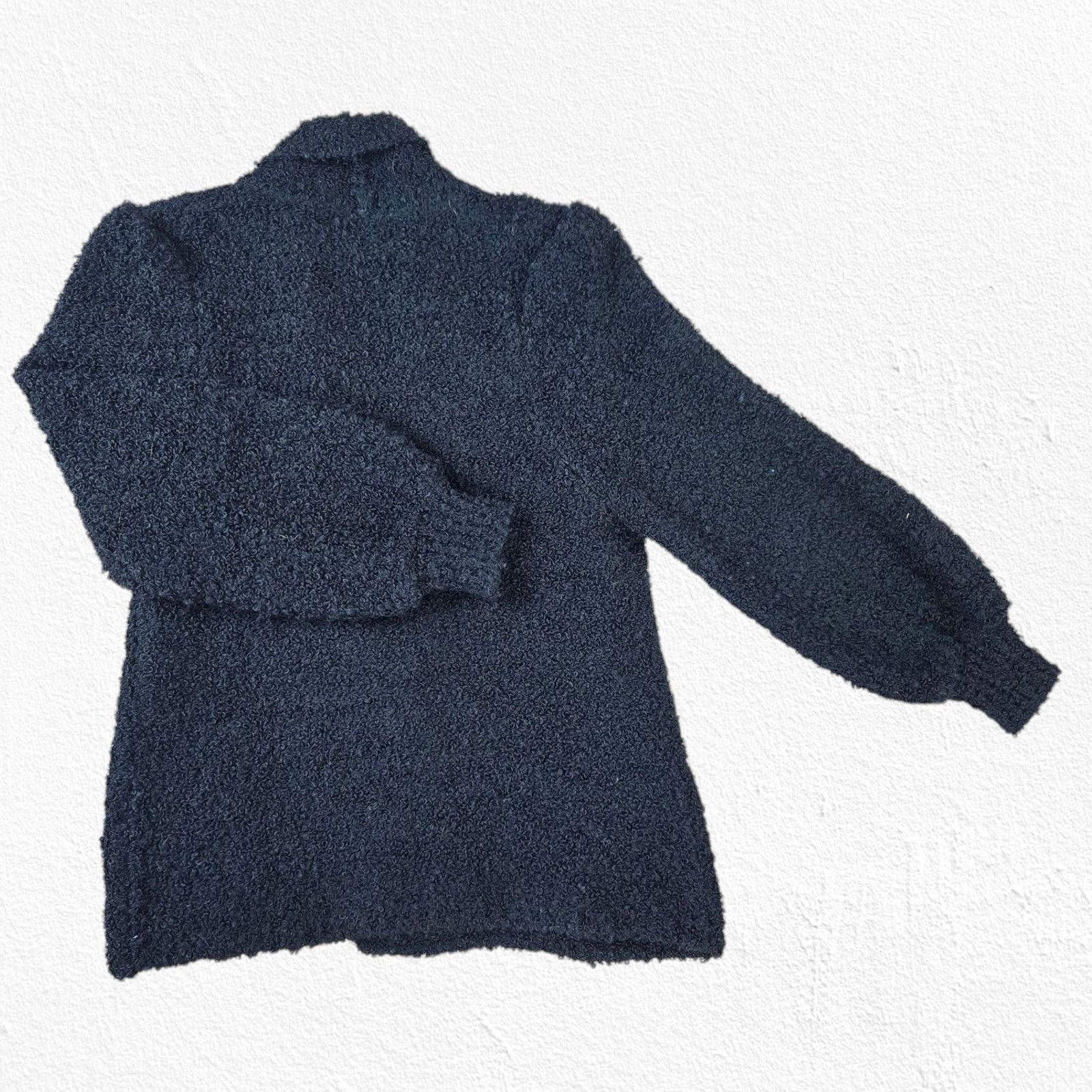 Vintage 80s Black Boucle Knit Cardigan Wool Blend Jacket Size Small Size S / US 4 / IT 40 - 7 Thumbnail