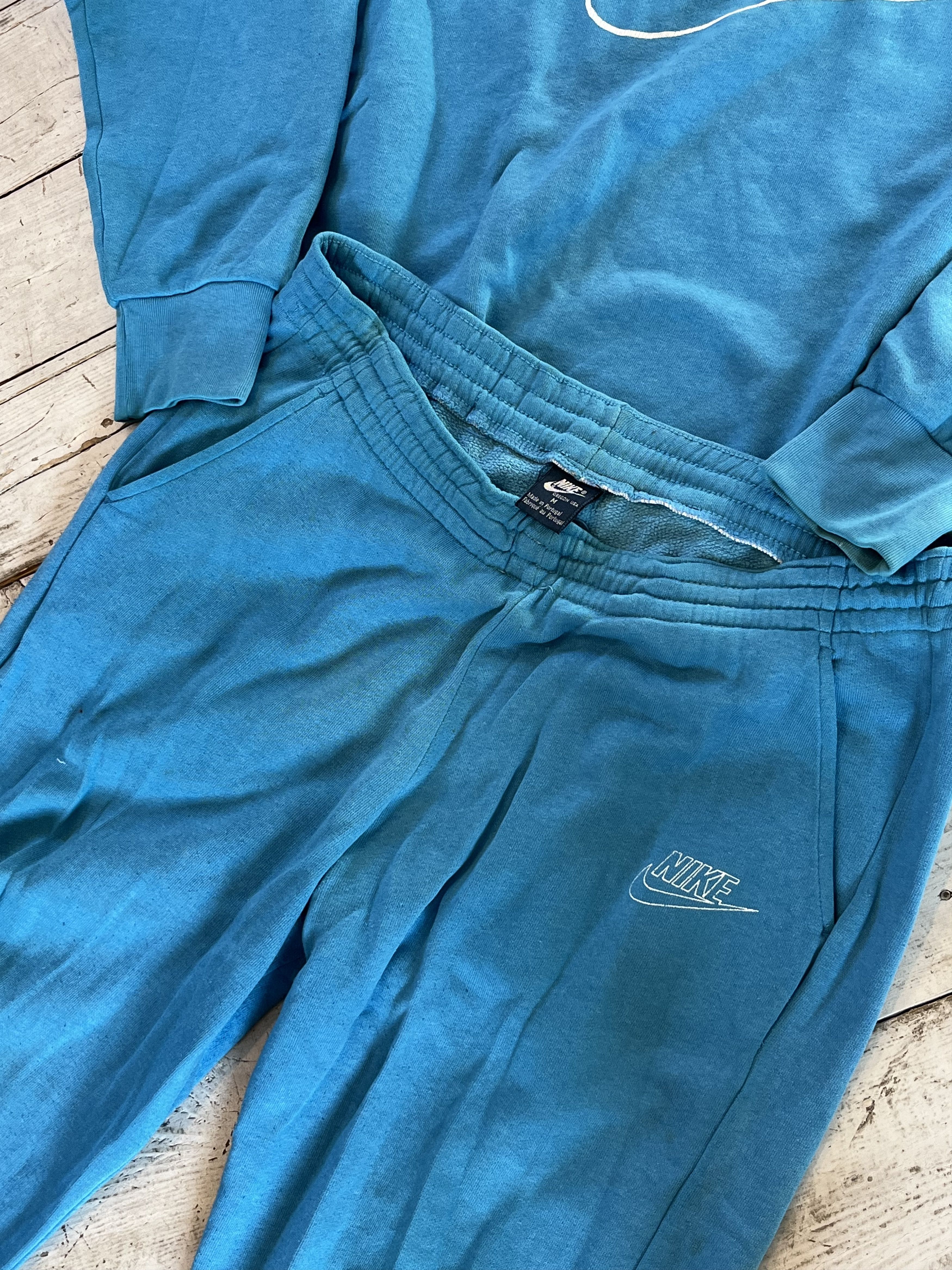 Nike × Vintage 80s Nike Big Swoosh Cotton Trucksuit Sweatshirt and Pants Size US M / EU 48-50 / 2 - 2 Thumbnail