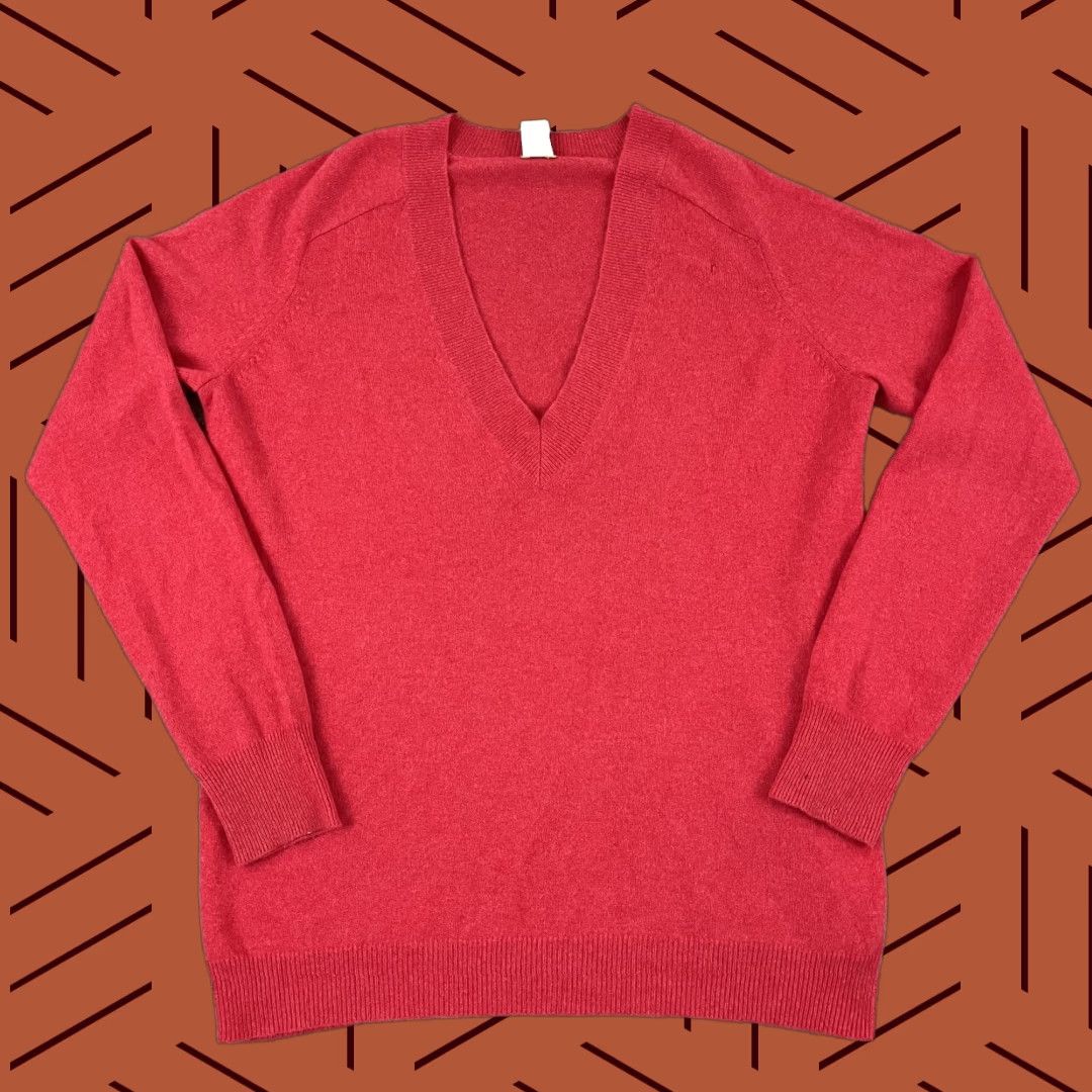 J.Crew VINTAGE J.CREW Sweater Men's Medium Pullover Knit Cashmere Red 100% V-Neck Classic Casual Size US M / EU 48-50 / 2 - 1 Thumbnail