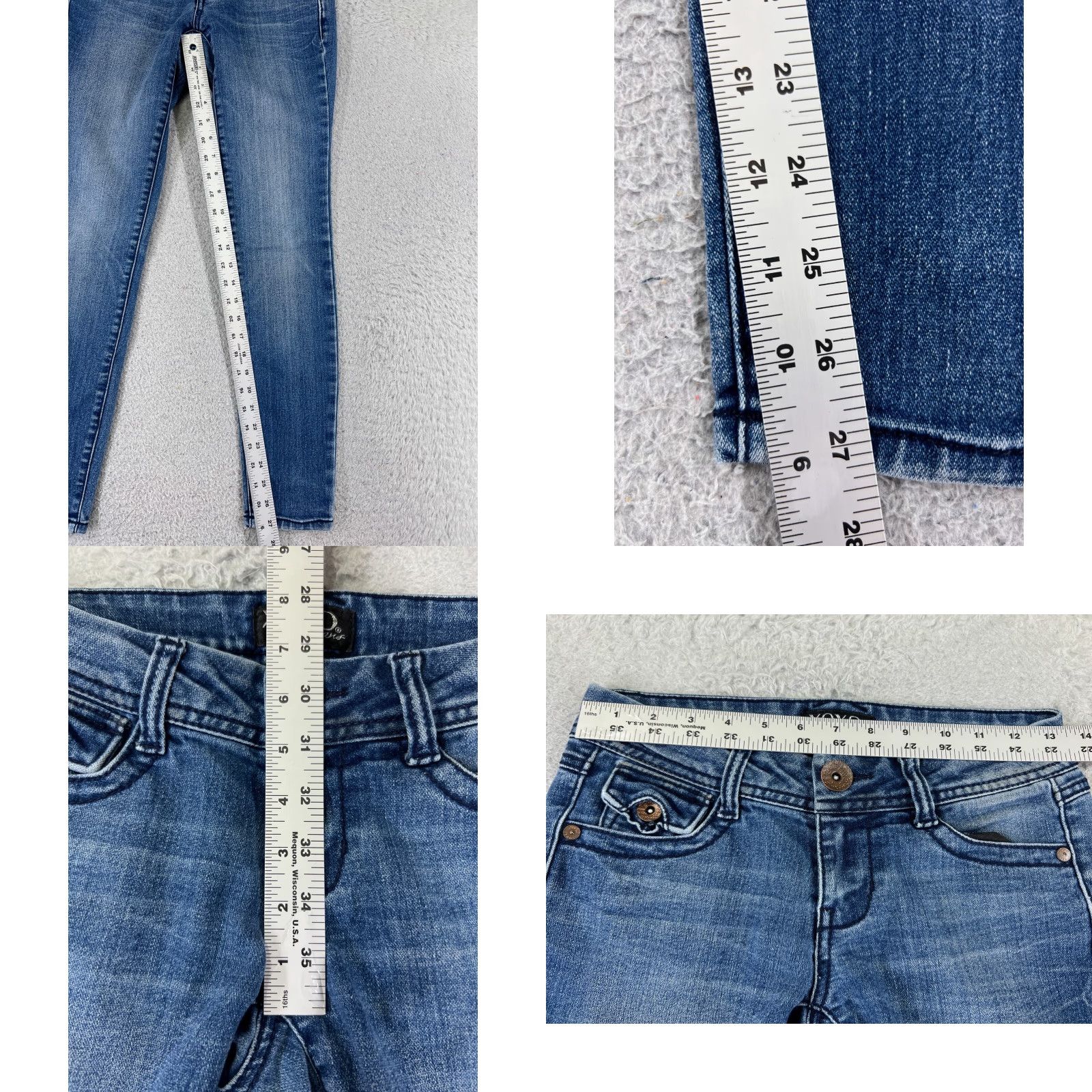 XOXO XOXO Jeans Women's Jeans Denim Blue 25x27 Skinny Low Rise 5-Pocket Embroidered Zipper Button Floral Cotton Stretch Read Size 25" / US 0 / IT 36 - 8 Thumbnail