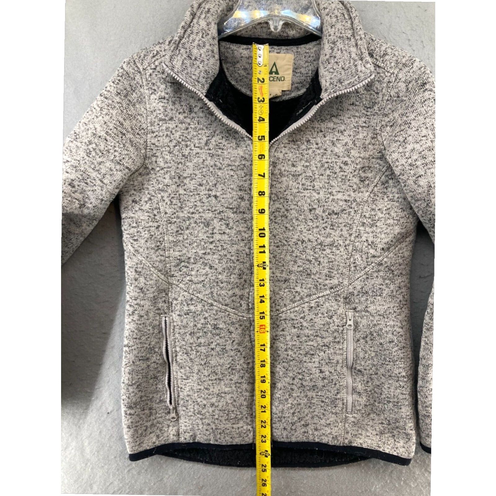 ASCENO Ascend Women's Small Gray Full Zip Sherpa Lined Sweater Outdoor Cotton Blend Size S / US 4 / IT 40 - 3 Thumbnail