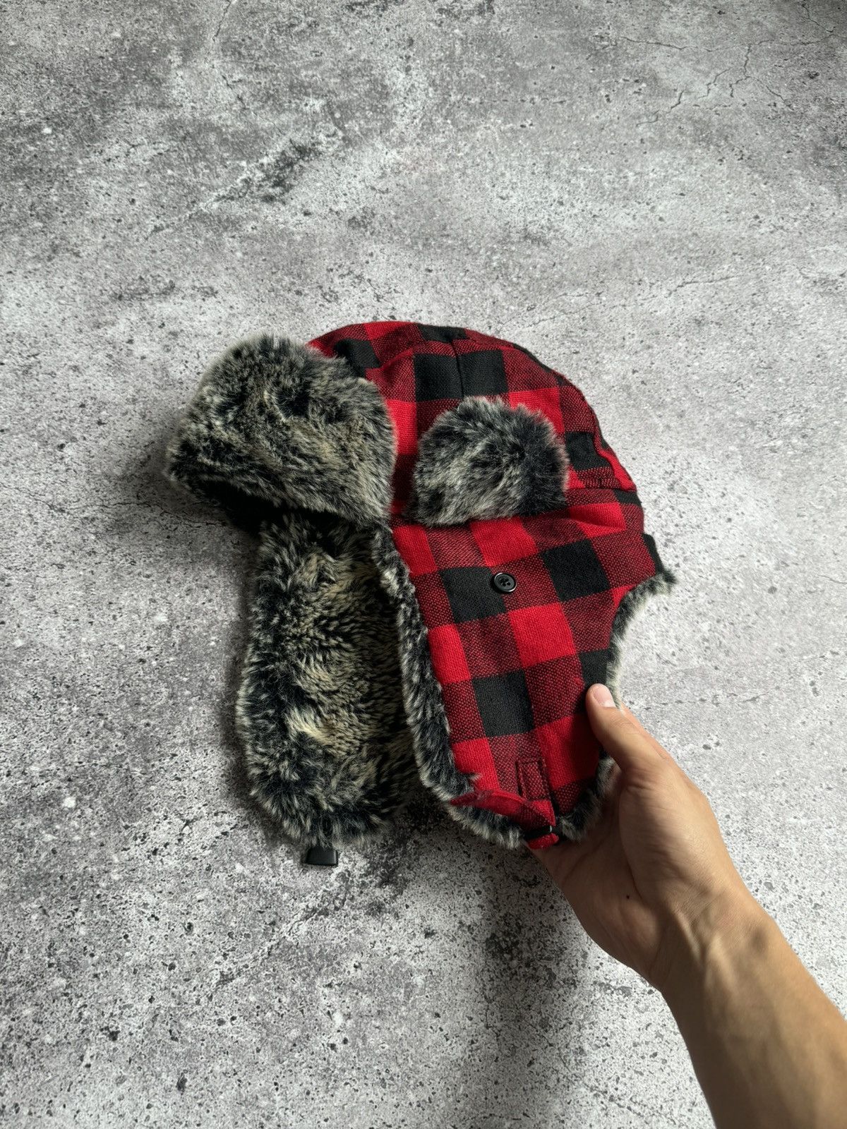 Japanese Brand Vintage Y2K fleece checkered hat Japanese style Size ONE SIZE - 9 Thumbnail