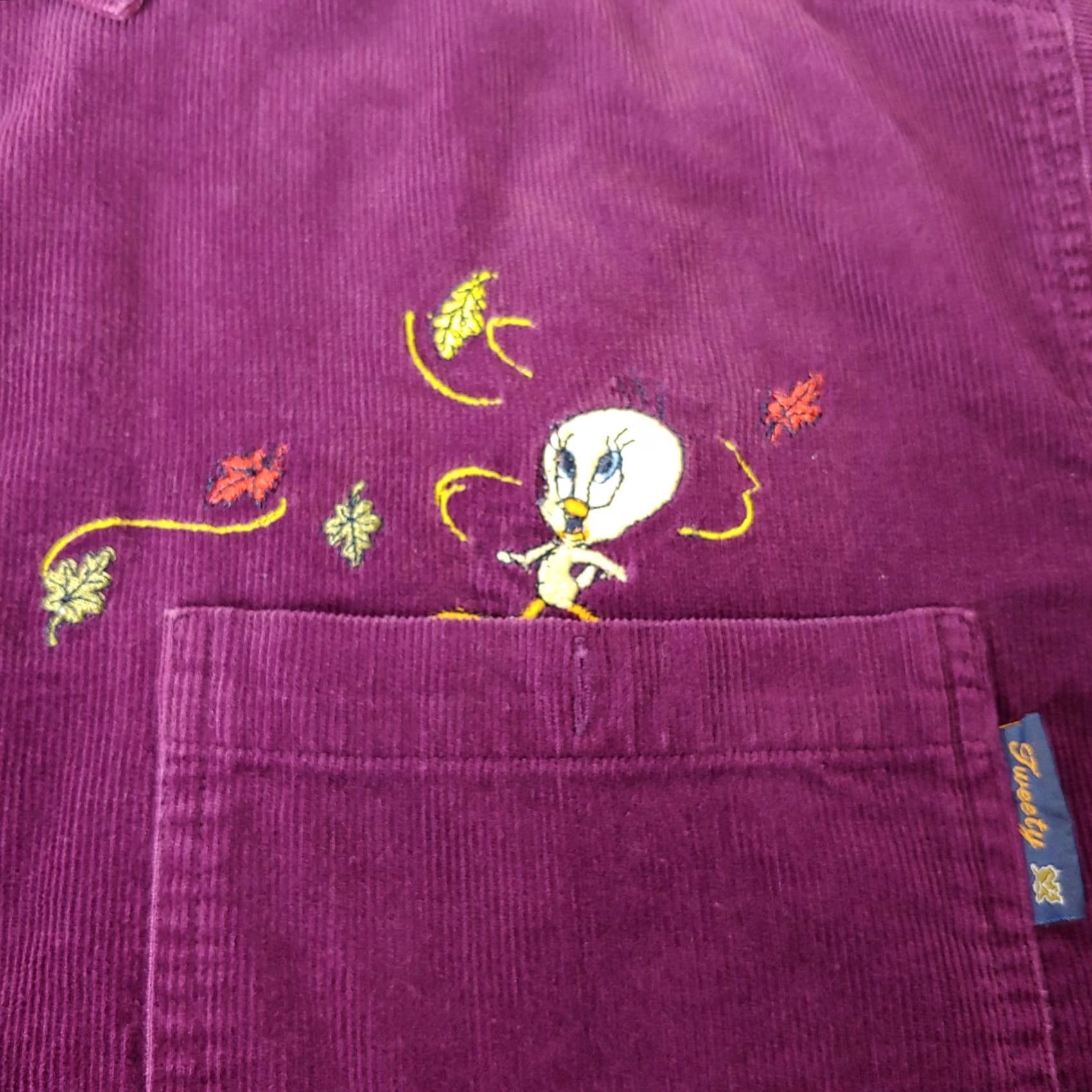 Vintage VINTAGE Looney Tunes Shirt Medium Long Sleeve Corduroy Purple Collared Button-Up Embroidered Tweety Sylvester Women M Size M / US 6-8 / IT 42-44 - 5 Thumbnail