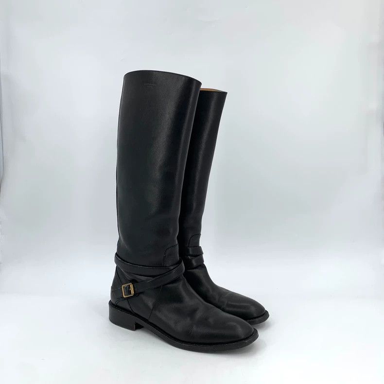Saint Laurent Paris Saint Laurent Paris Black leather round head buckle flat b Size US 6.5 / IT 36.5 - 2 Thumbnail