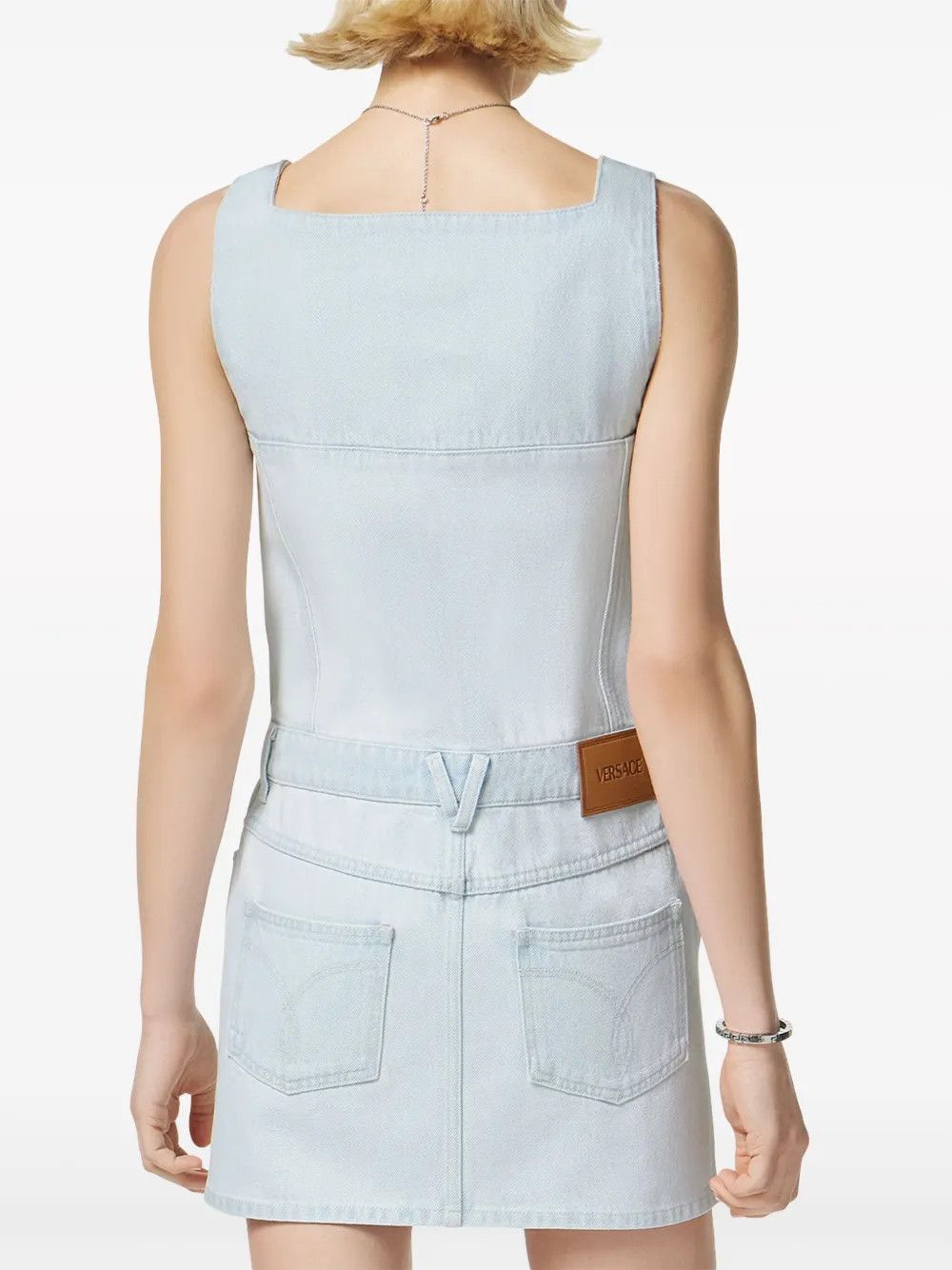 Versace o1y0226 Denim Mini Dress in Light Blue Size XS / US 0-2 / IT 36-38 - 4 Thumbnail