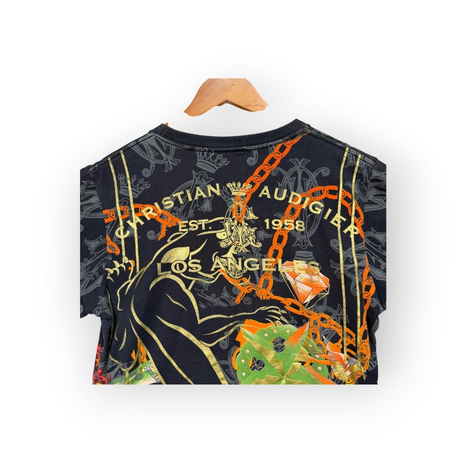 Christian Audigier Christian Audigier Rhinestone Y2K Black Crown Skull Shirt M Size US M / EU 48-50 / 2 - 7 Thumbnail