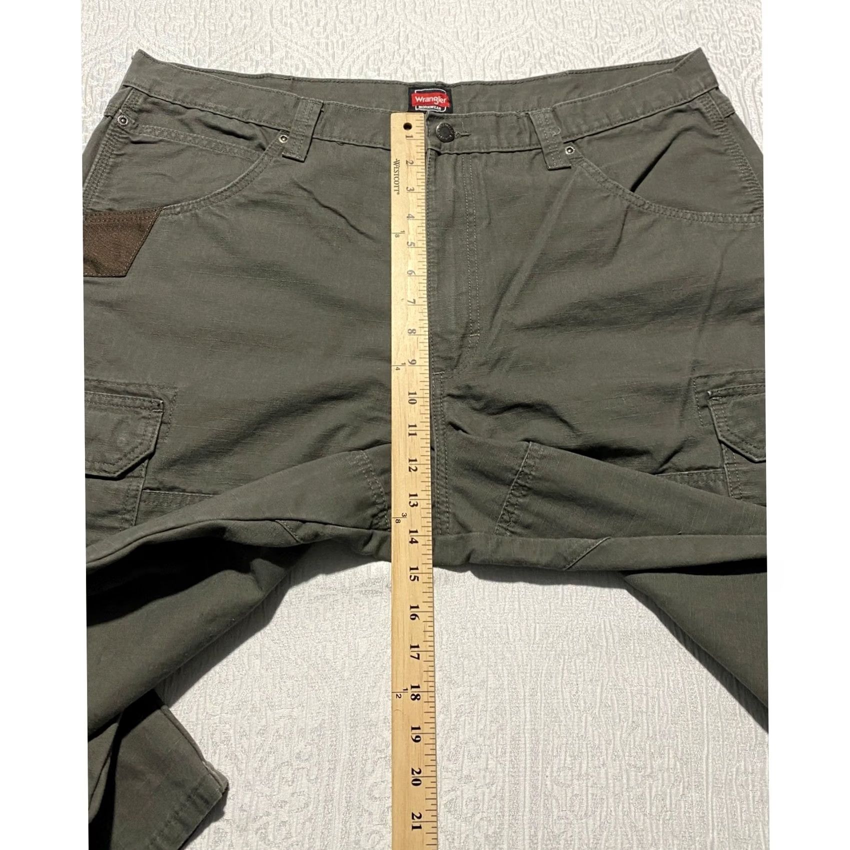 Wrangler Wrangler Workwear Mens Olive Green Ripstop Cargo Pants Relaxed Fit 40x28 Utility Size US 40 / EU 56 - 4 Thumbnail