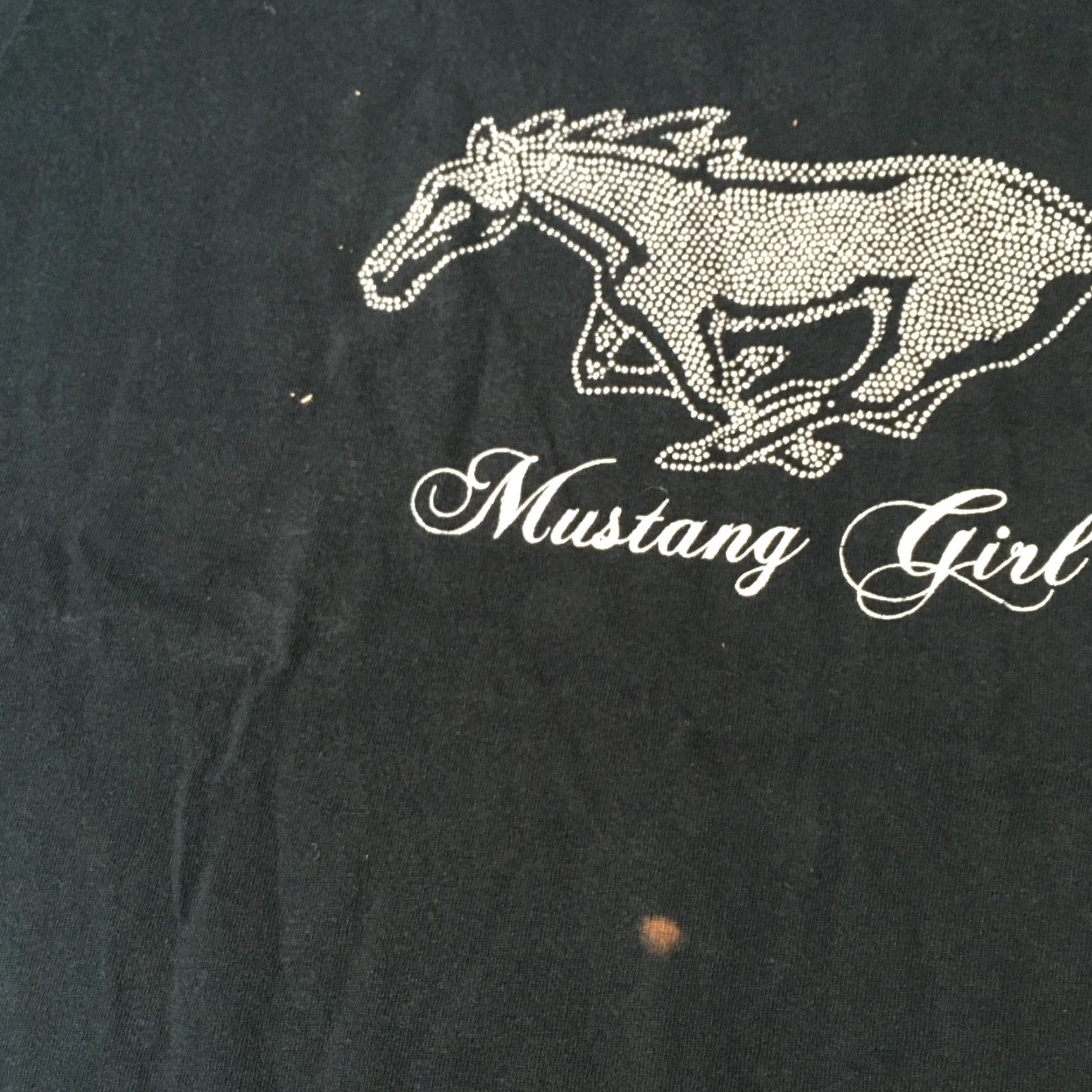 Ford MUSTANG GIRL T-Shirt Ford Mustang Tops Womens L Black Short Sleeve Cotton Knit Graphic Tee Cars Modern Pattern Vintage: No Size L / US 10 / IT 46 - 6 Thumbnail