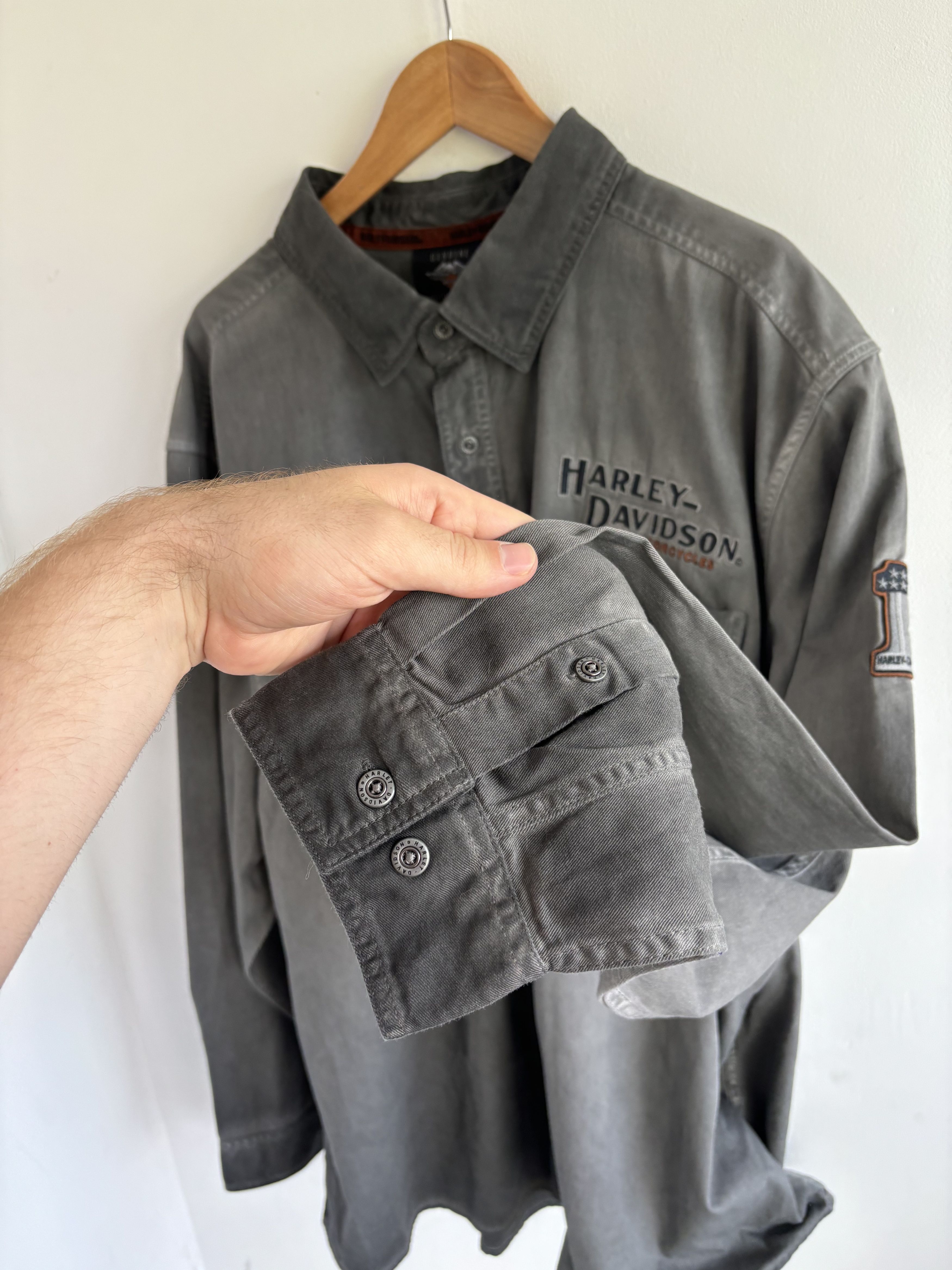 Harley Davidson Harley Davidson Washed Fade Oversized Heavy Shirt Size US XXL / EU 58 / 5 - 11 Thumbnail