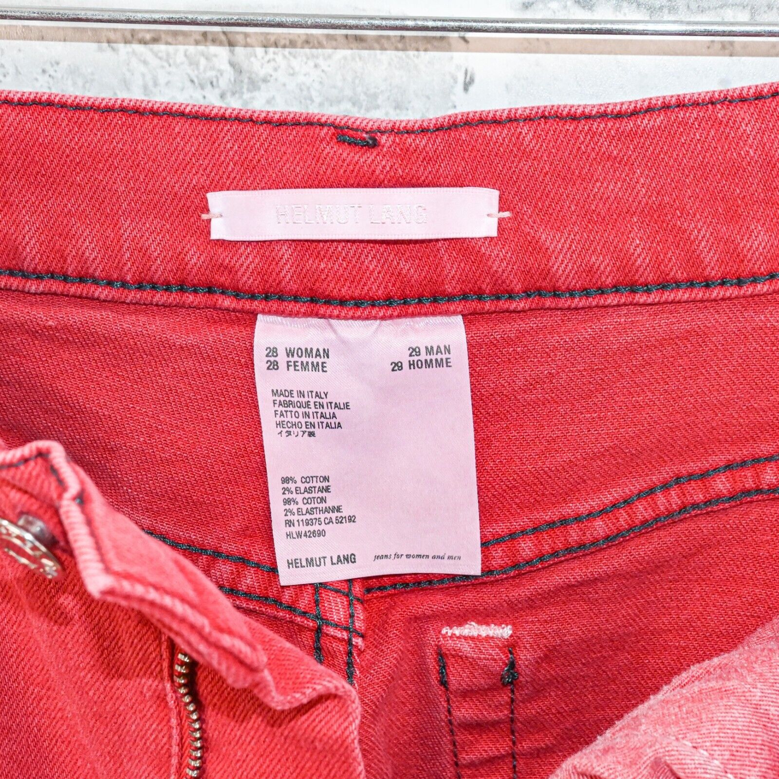 Helmut Lang Helmut Lang High Waist Spikes Jeans in Red Oxidize stone Size 28" / US 6 / IT 42 - 11 Thumbnail