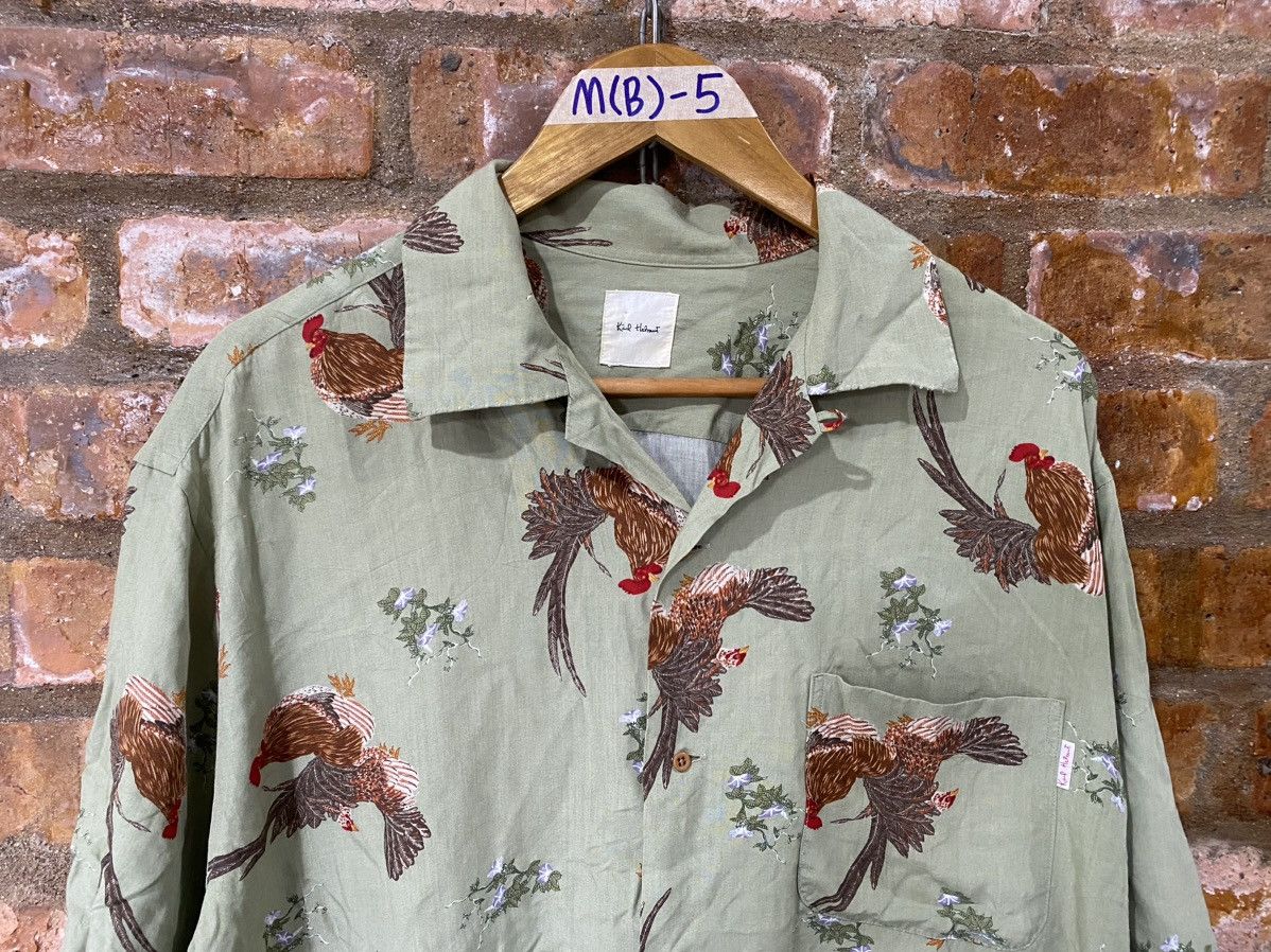 Yoshiyuki Konishi 1990s 🔥SAMPLE Karl Helmut Rooster Rayon button up Size XL / US 12-14 / IT 48-50 - 3 Thumbnail