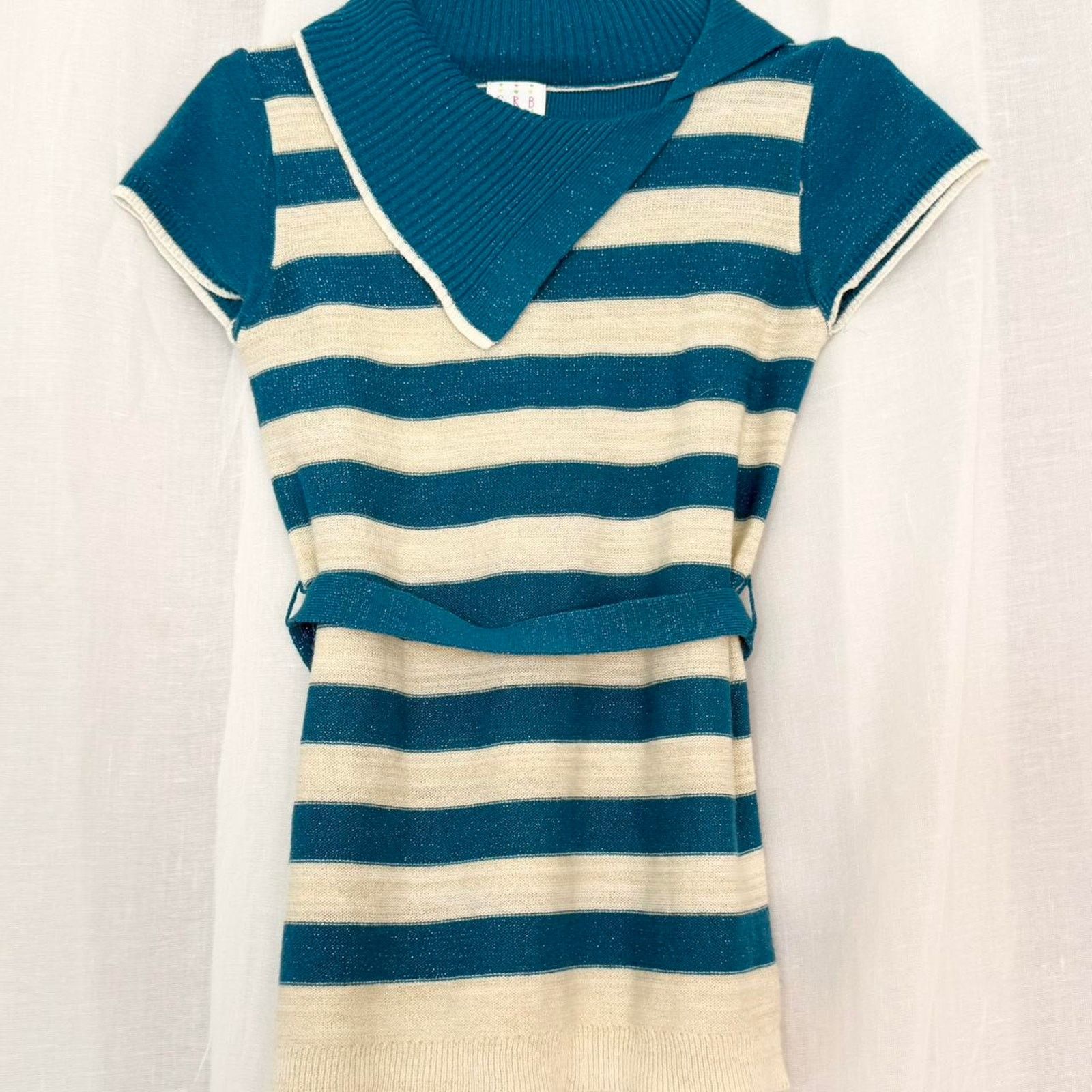 Vintage ✦ Y2K STRIPED METALLIC KNIT TOP ✦ Size S / US 4 / IT 40 - 3 Thumbnail