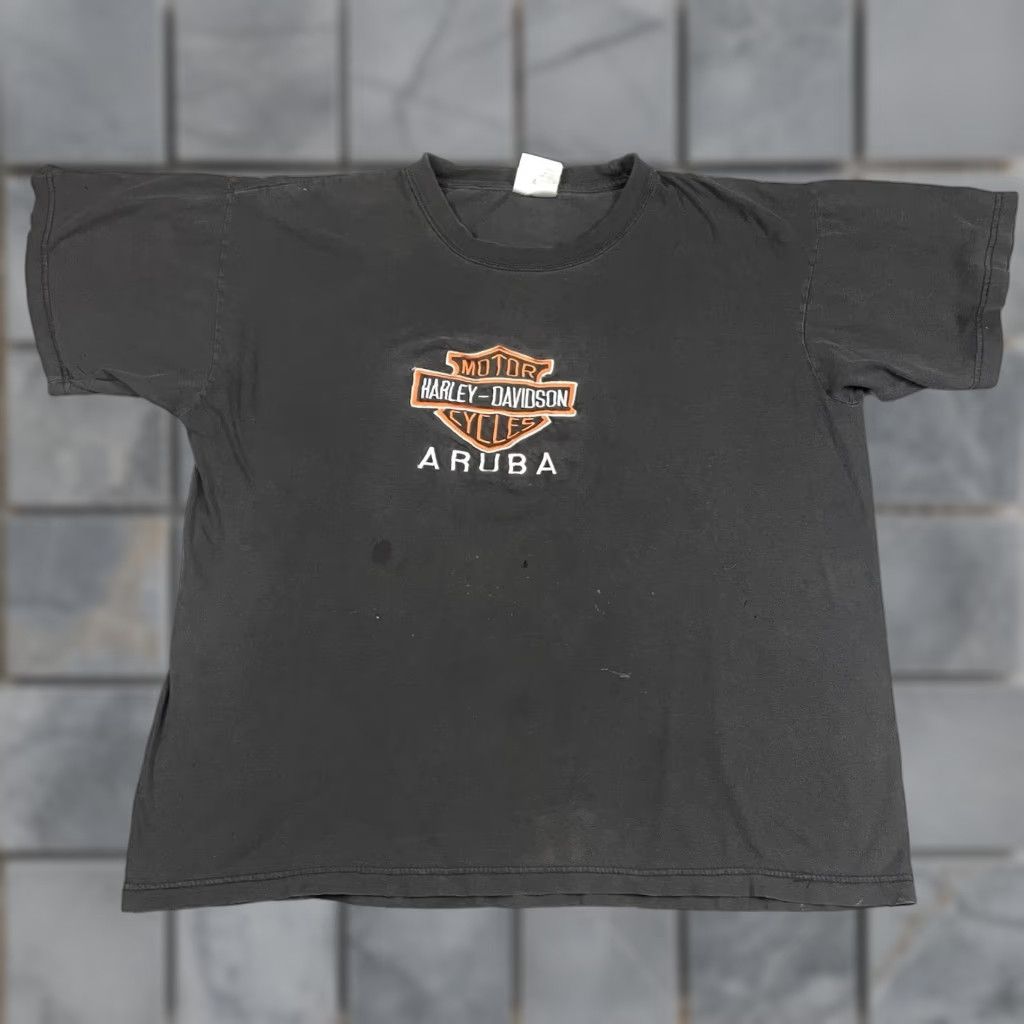 Harley Davidson VINTAGE Harley-Davidson T Shirt Adult XL Black Embroidered Motorcycle Aruba Vtg Size US XL / EU 56 / 4 - 1 Thumbnail