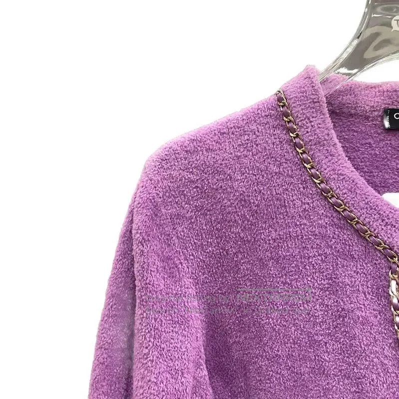Chanel Chanel Purple Cotton Long Sleeve Cardigan . Size S / US 4 / IT 40 - 3 Thumbnail
