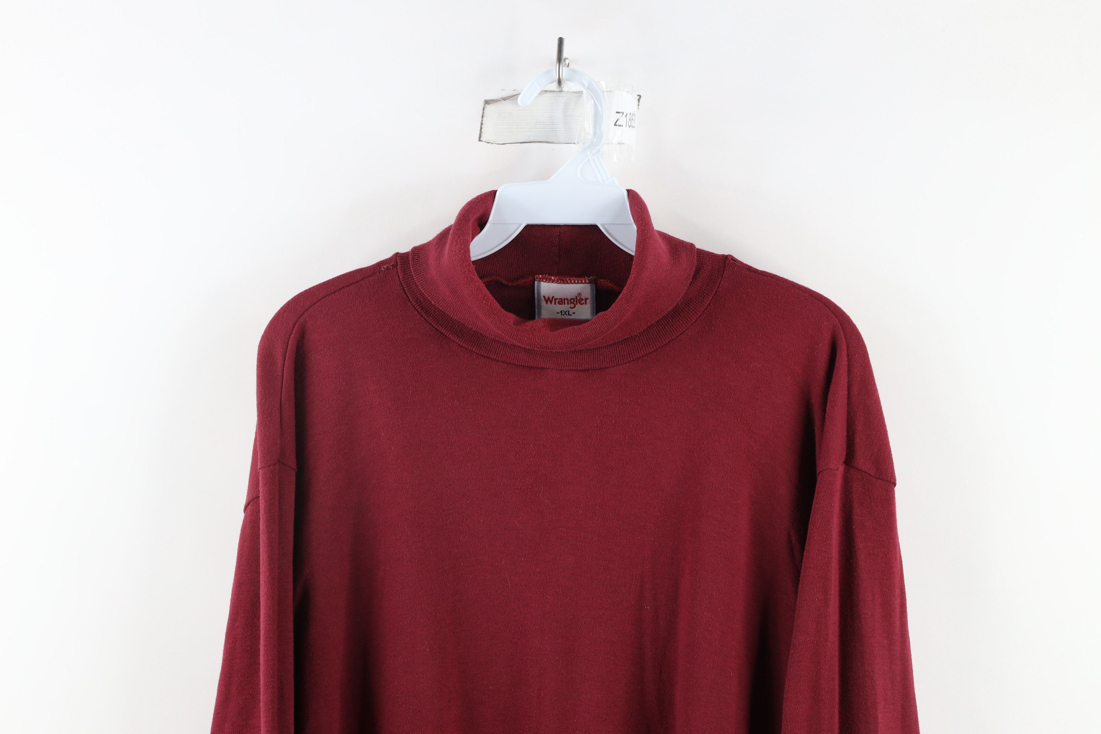Vintage × Wrangler Vintage 70s Wrangler Long Sleeve Turtleneck T-Shirt Red USA Size US XL / EU 56 / 4 - 2 Thumbnail