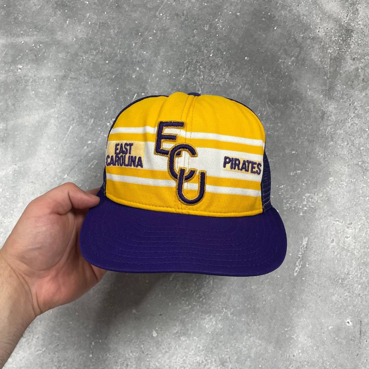 NFL × Vintage Vintage 80s East Carolina Pirates Double Knit Trucker Hat Size ONE SIZE - 2 Thumbnail