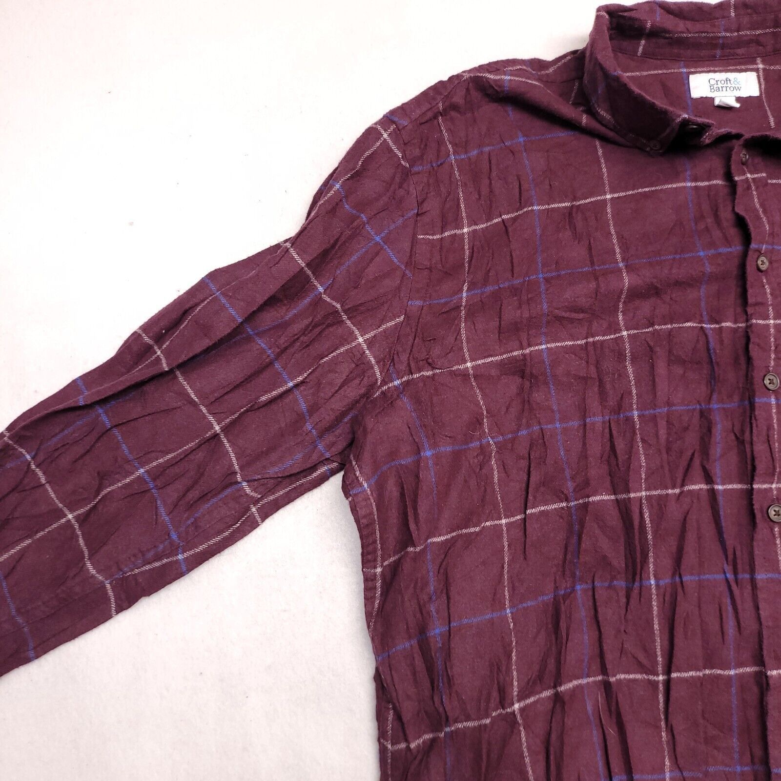 Croft & Barrow Croft & Barrow Windowpane Flannel Shirt Mens Size XL Maroon Size US XL / EU 56 / 4 - 4 Thumbnail