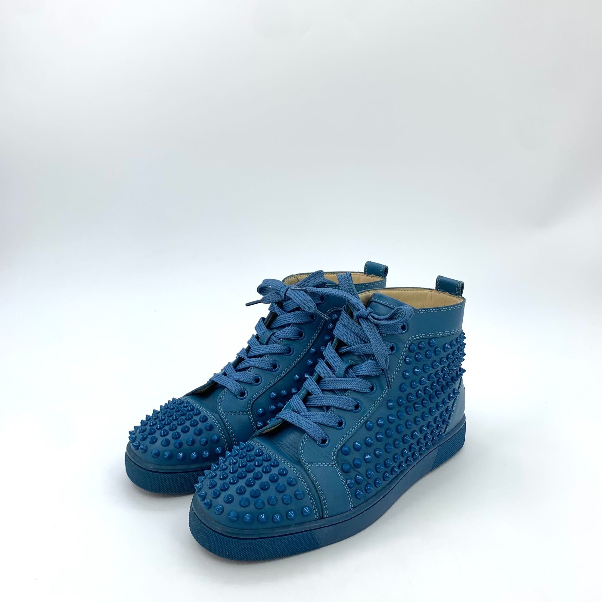 Christian Louboutin Christian Louboutin Blue Studded High-Top Lace-Up Sneakers ( Size US 7 / EU 40 - 1 Thumbnail