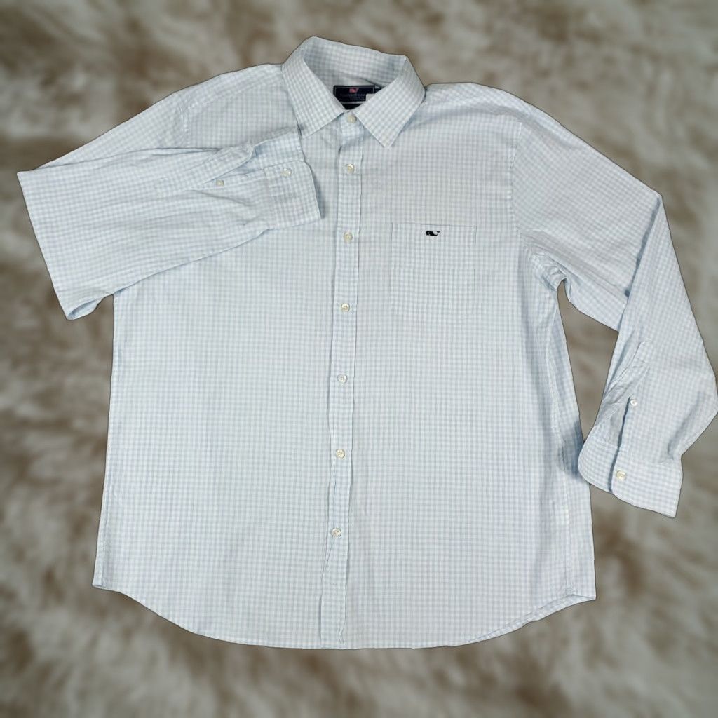 Vineyard Vines Vineyard Vines Shirt Mens XL Blue Check Slim Fit Button Up Long Sleeve Size US XL / EU 56 / 4 - 1 Thumbnail