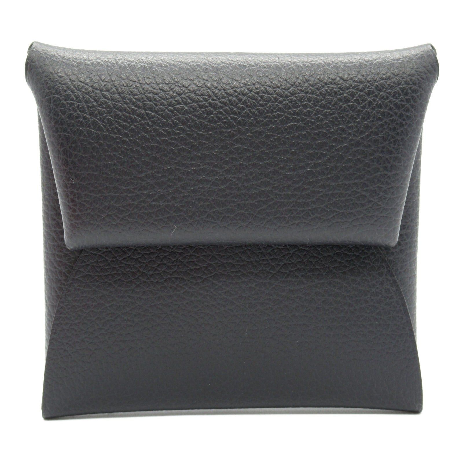 Hermes Hermes Bastia Bleu Nui Coin Purse Leather Vau Évêque Black Silver Hardware Double Engraved Size ONE SIZE - 1 Thumbnail