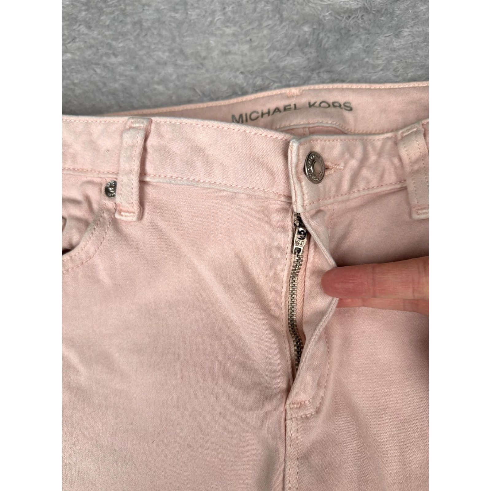 Michael Kors Michael Kors Jeans Womens 10 Pink Izzy Cropped Skinny Denim 5-Pocket Stretch Baggy? Size 32" / US 10 / IT 46 - 5 Thumbnail