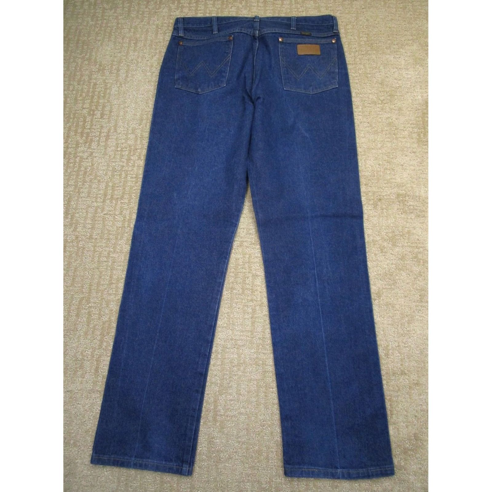 Wrangler Wrangler Jeans Men 38x34 Blue Cowboy Cut Original Fit Western Pants Dark Wash Jeans Regular Rise Mens 5-Pocket Denim Logo Wrangler Cowboy Cut 13MWZ Size US 38 / EU 54 - 3 Thumbnail