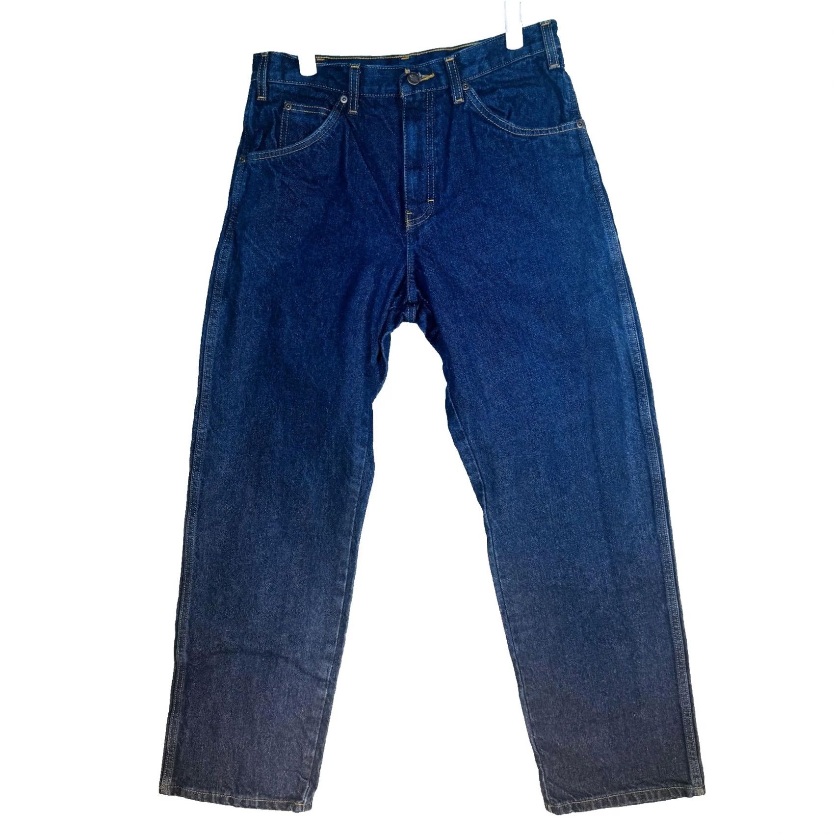 Dickies Dickies Jeans Mens 32x30 Blue Dark Wash Straight Relaxed Zip Fly Denim 5-Pocket Logo USA Modern Casual Jeans Mens Regular Fit Size US 32 / EU 48 - 5 Thumbnail