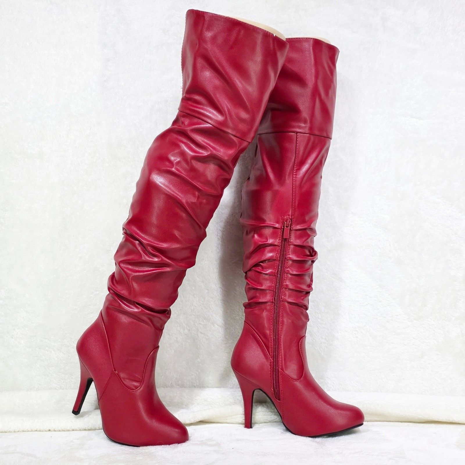 Other Victoria Red Over The Knee Slouch Scrunch Thigh Boots High H Size US 6 / IT 36 - 1 Thumbnail