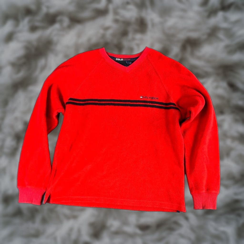 Tommy Hilfiger VINTAGE Tommy Hilfiger Sweater Crew Neck Red Striped Logo Size S Mens Pullover Knits Size US S / EU 44-46 / 1 - 1 Thumbnail