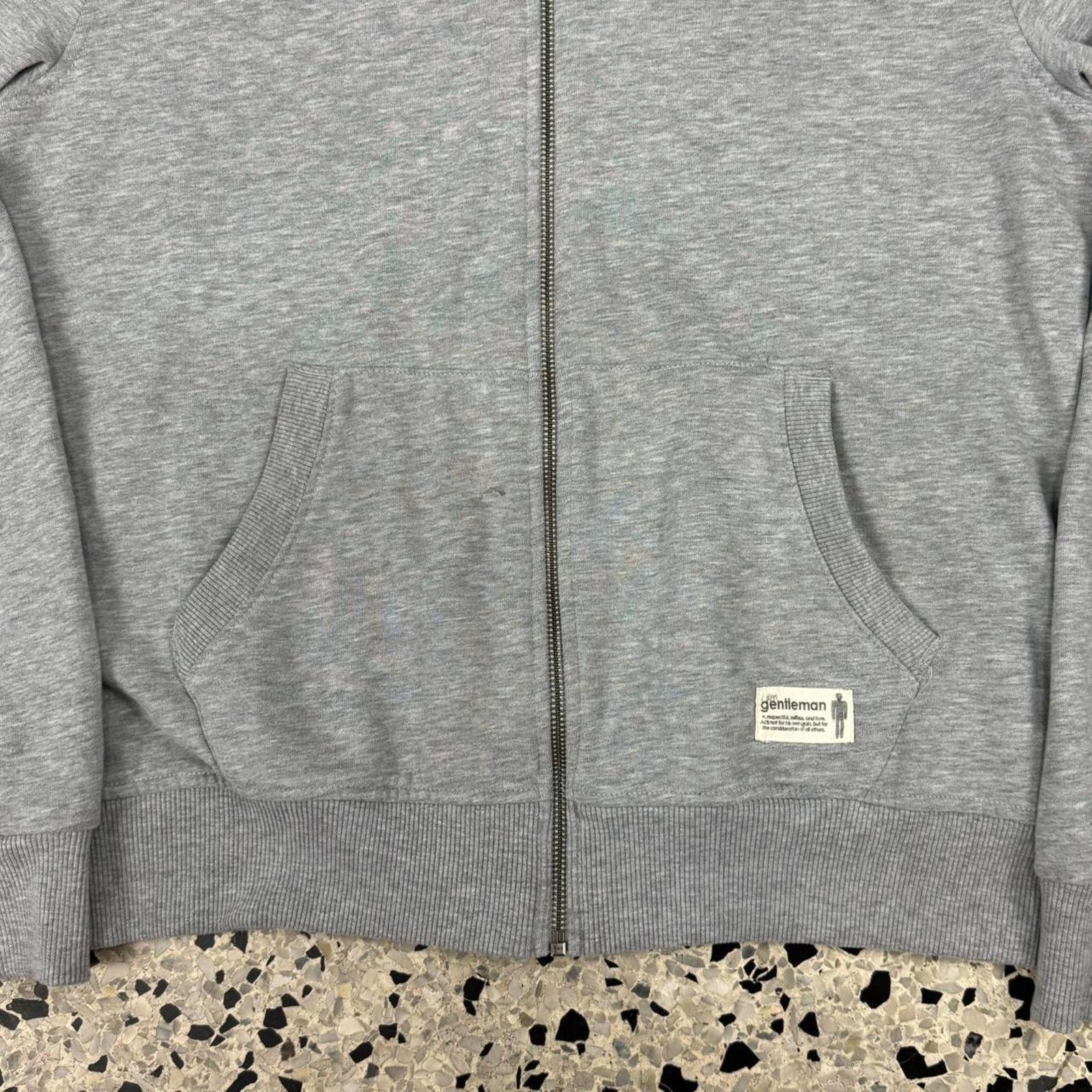 Mr. Gentleman VINTAGE Y2K ESSENTIAL I AM GENTLEMAN GRAY ZIP UP HOODIE: Size US S / EU 44-46 / 1 - 3 Thumbnail