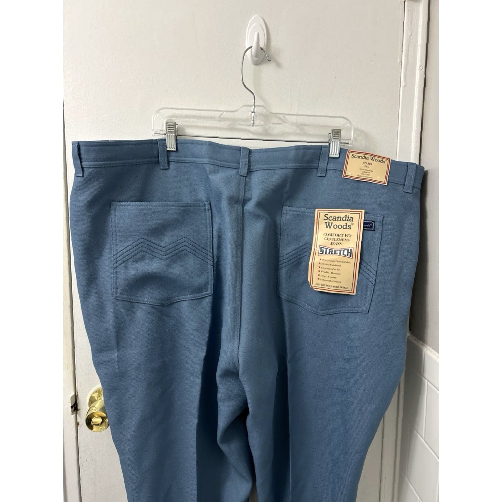 Vintage Scandia Woods Jeans Mens 52x33 Blue Comfort Fit Heavyweight Stretch Zipper Button Denim Pockets Logo YKK Size US 36 / EU 52 - 6 Thumbnail