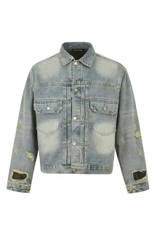 Japanese Brand Vintage street punk washed faded ripped denim jacket Size US XL / EU 56 / 4 - 1 Thumbnail