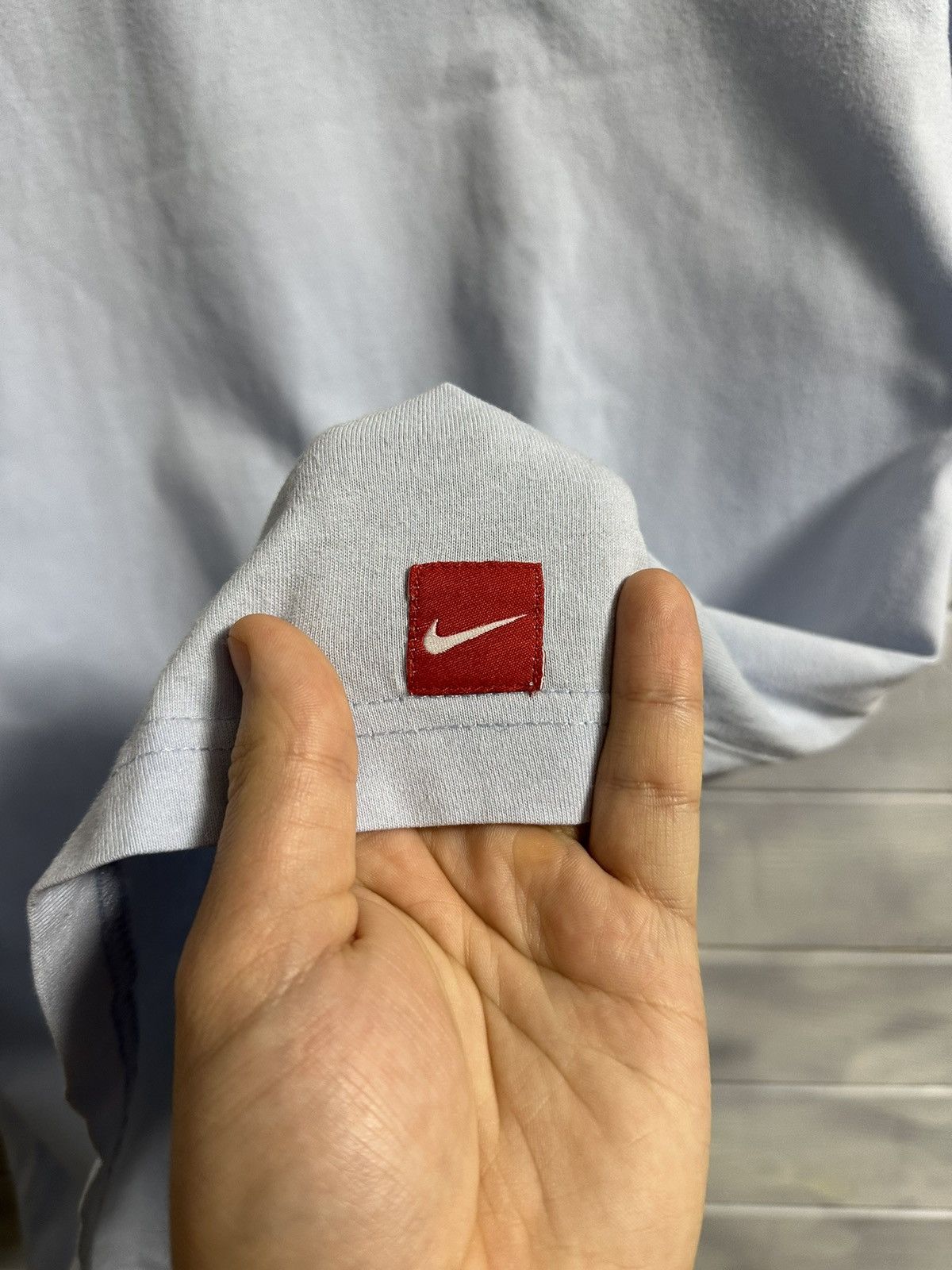 Nike Rare Vintage T-Shirt Nike Small Swoosh Drill Y2K Size US S / EU 44-46 / 1 - 6 Thumbnail